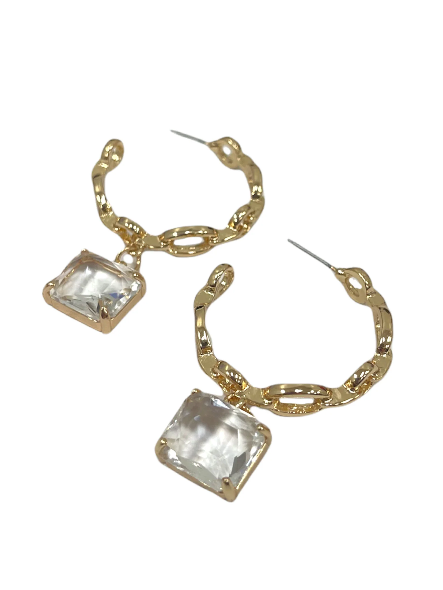 Chainlink Hoop with Square Pendant - Image 3