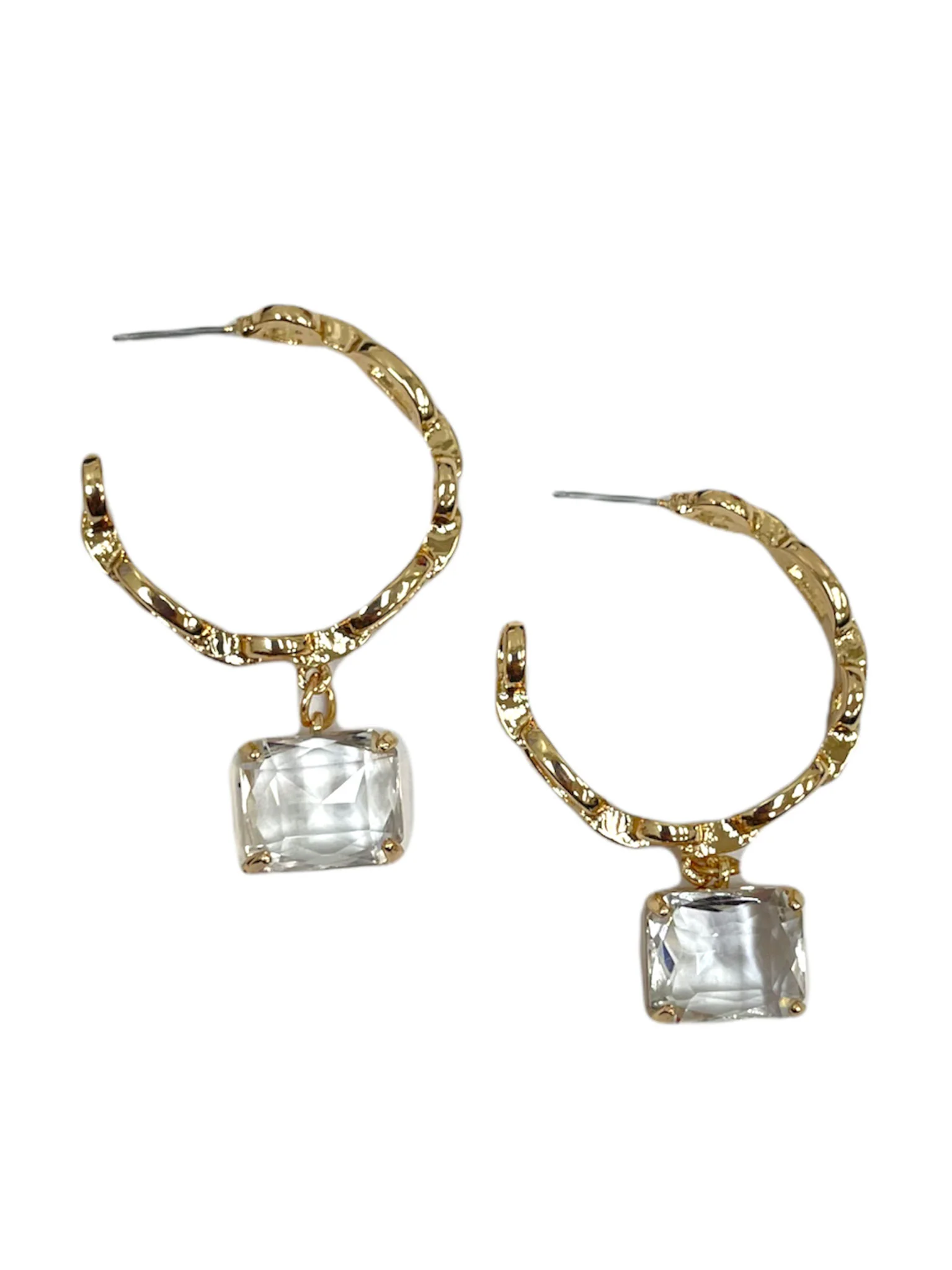 Chainlink Hoop with Square Pendant - Image 4