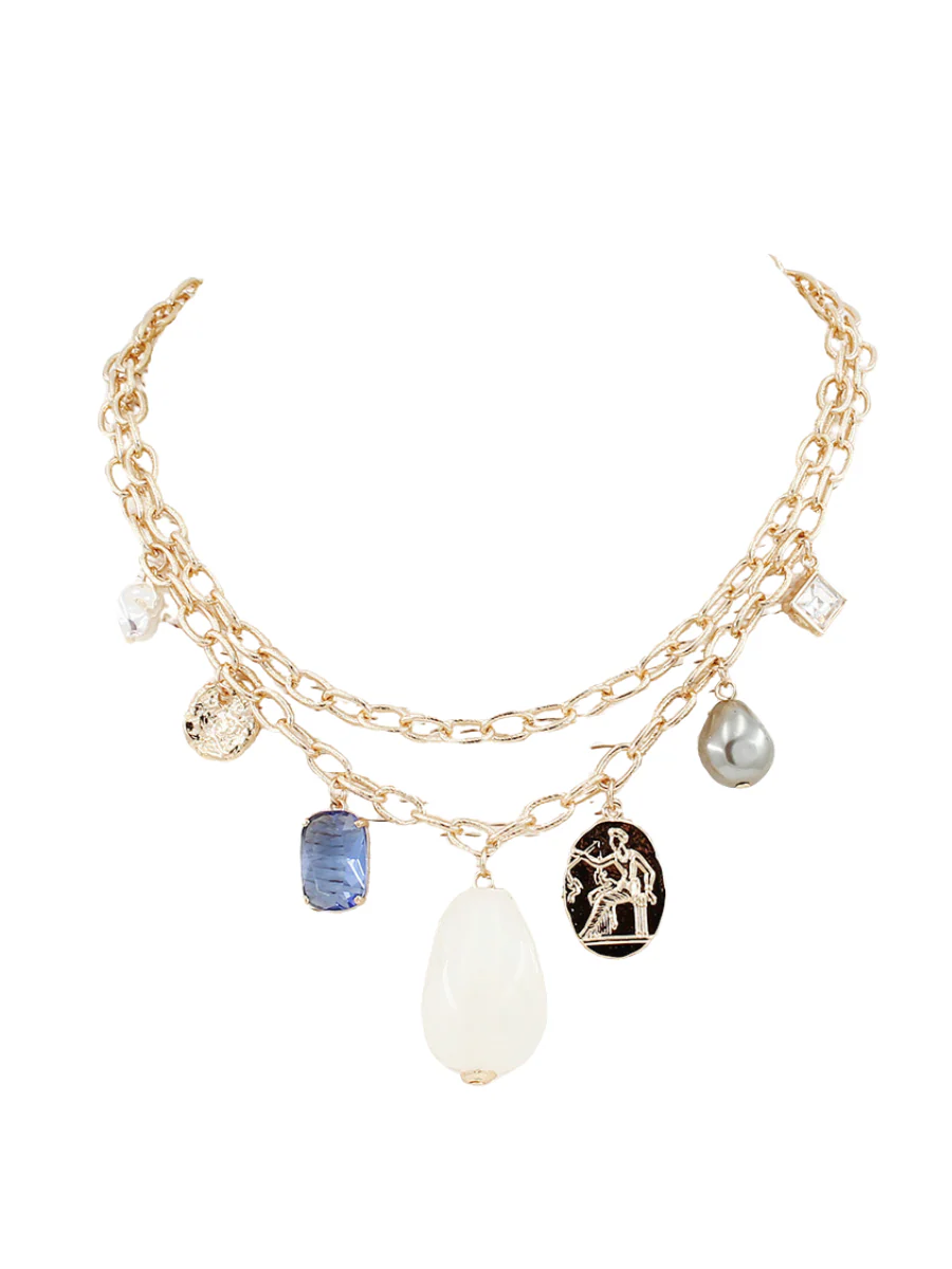 Chainlink Natural Stone Pendant Necklace