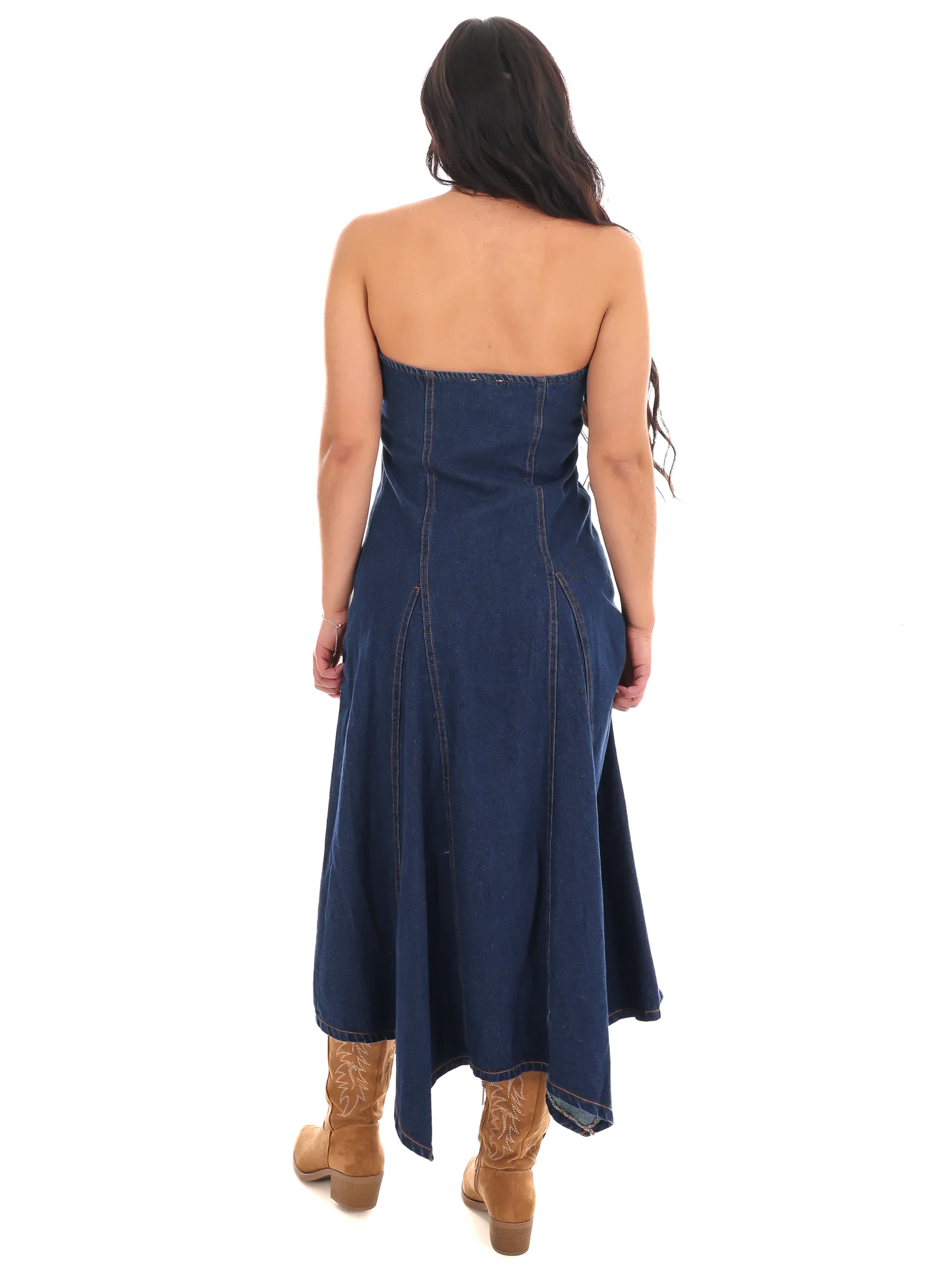 Chasing Joy Denim Tube Midi Dress - Image 7