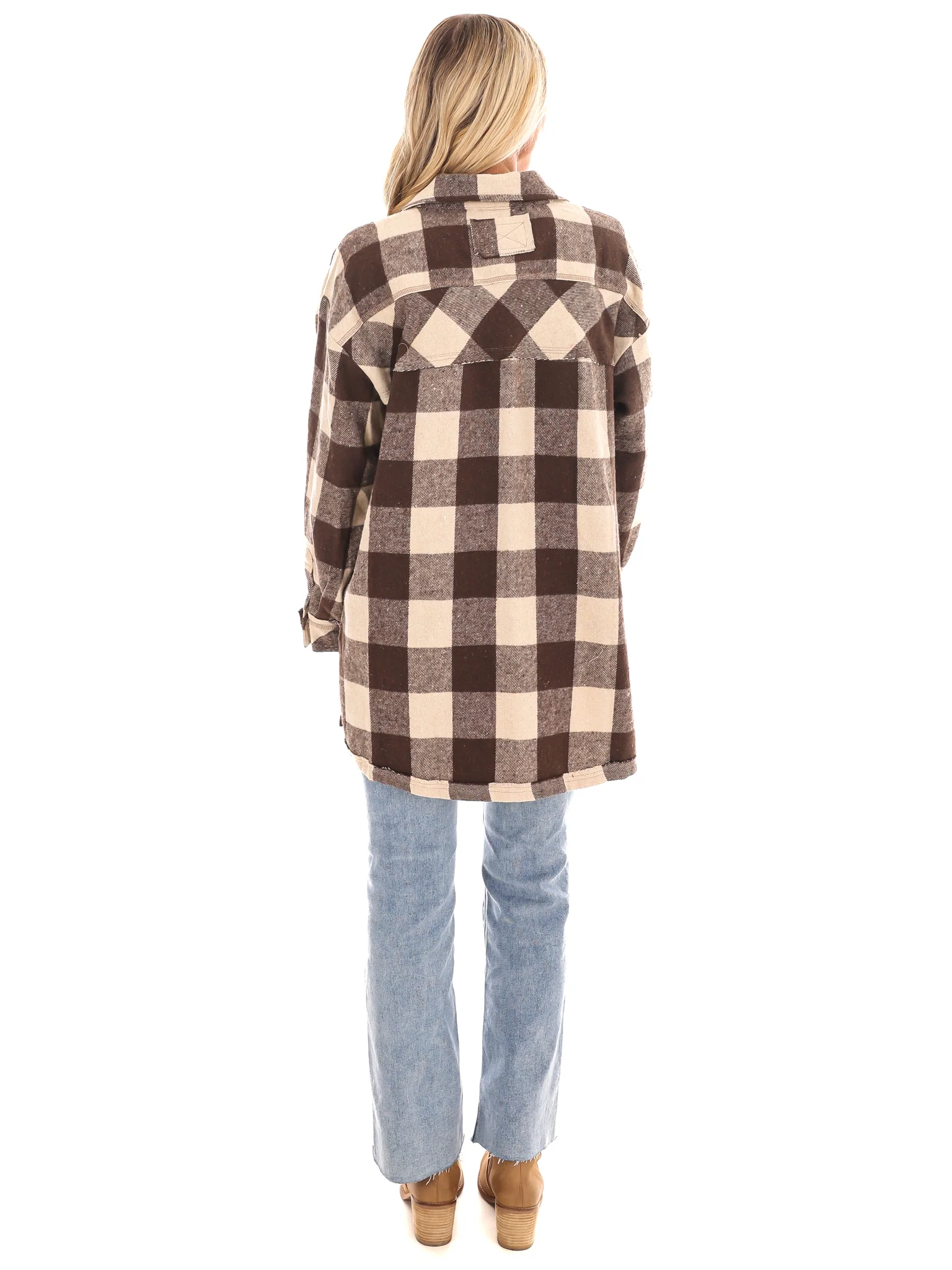 Checker Print Button Down Shacket - Image 8