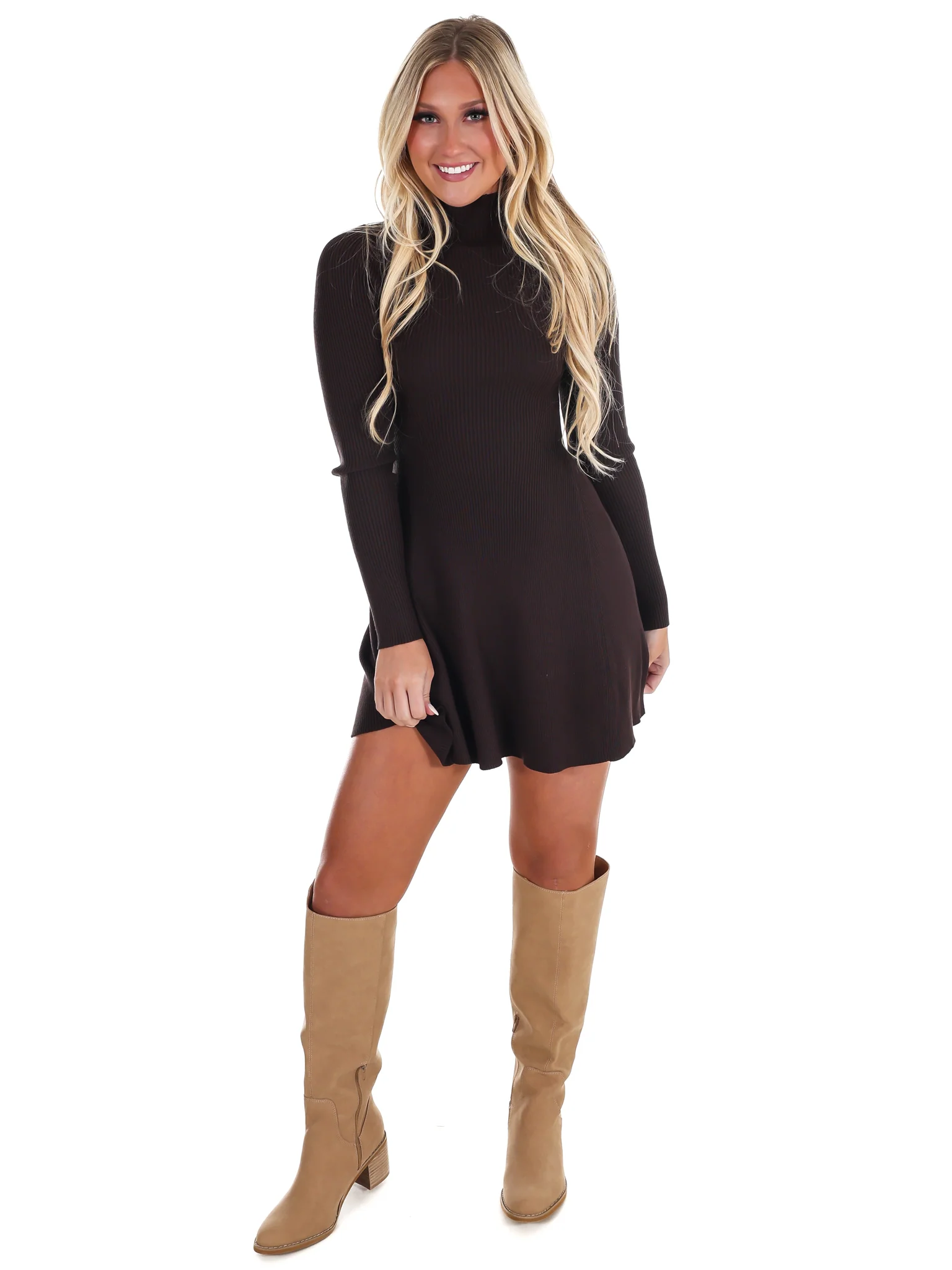 Chic Mock Neck Mini Dress - Image 21