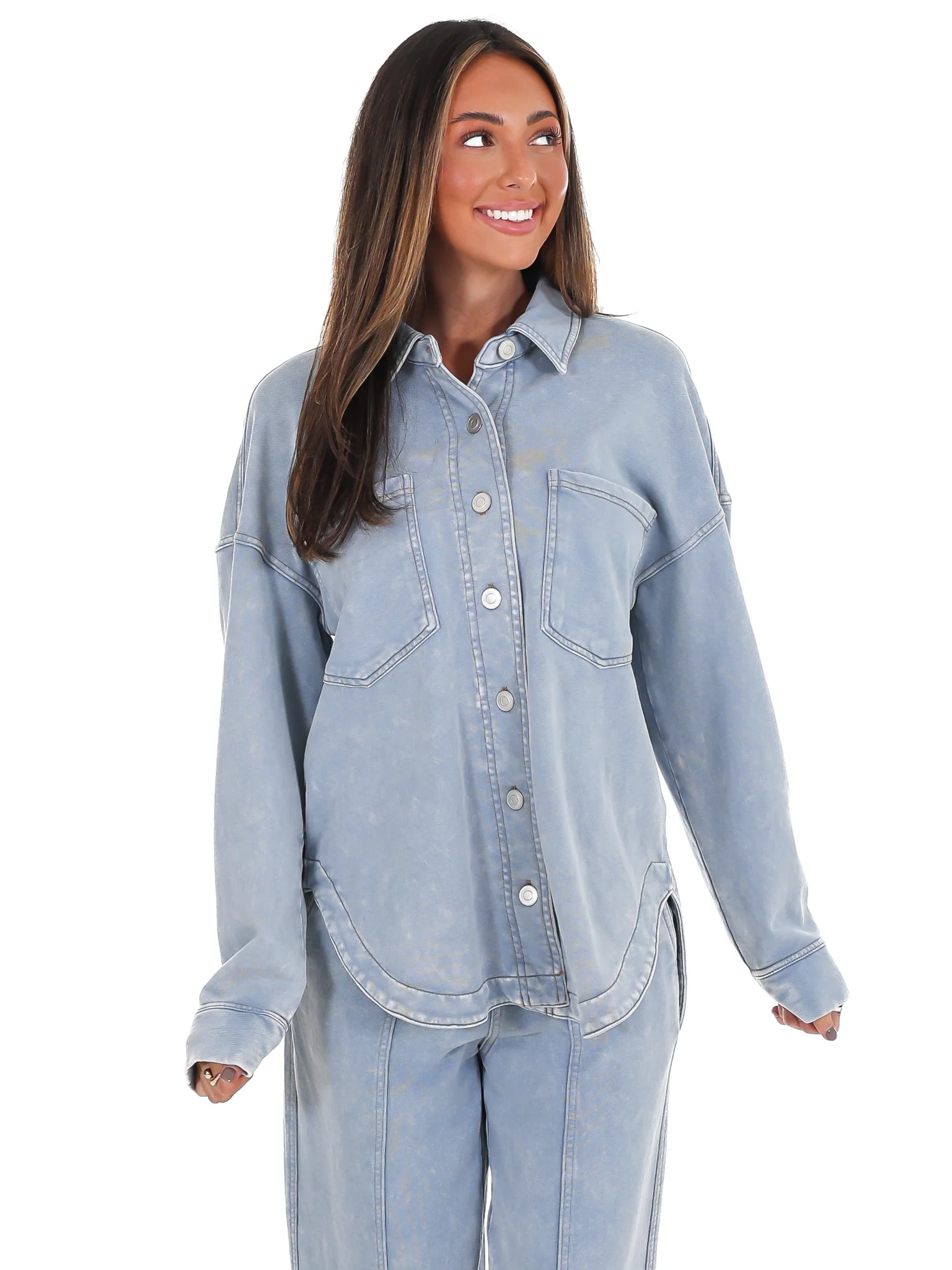 Chill Zone Acid Washed Button Down Shacket - Image 3