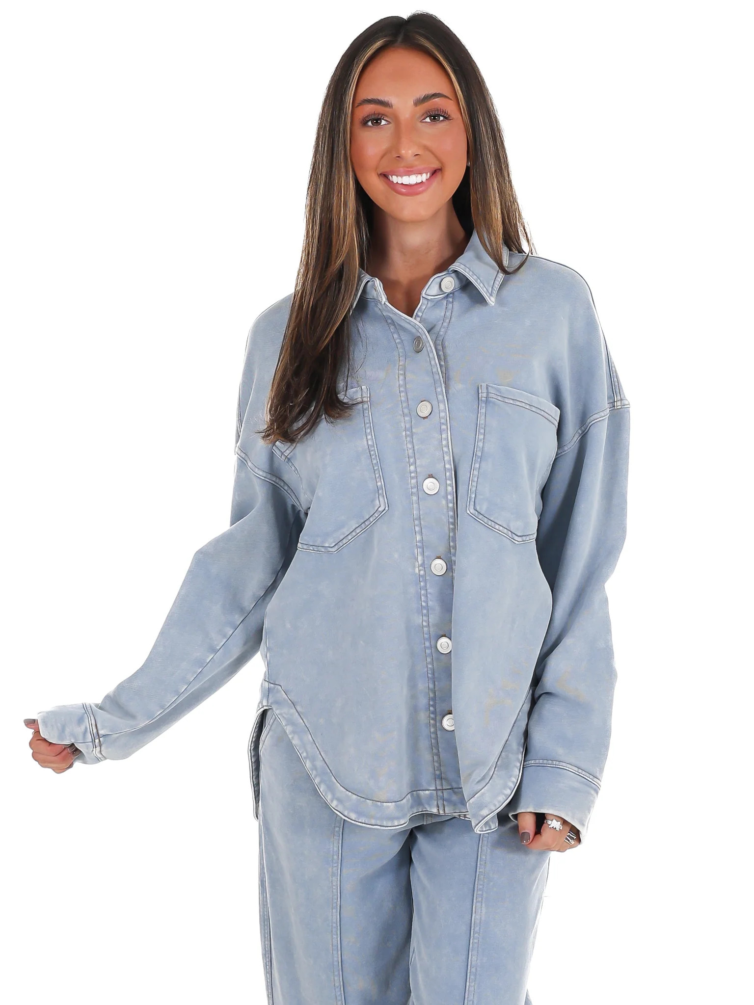 Chill Zone Acid Washed Button Down Shacket - Image 5