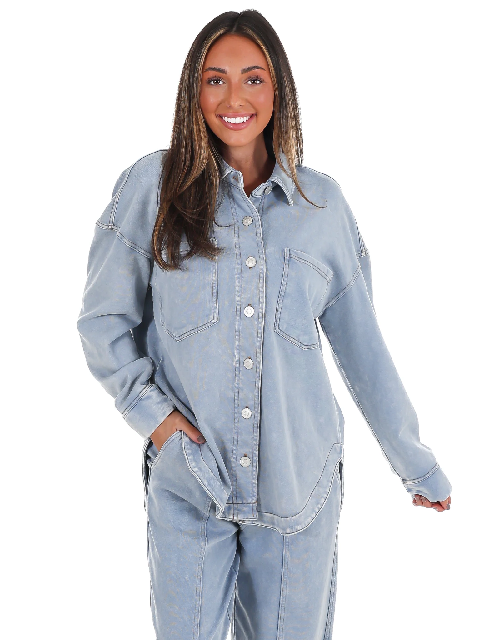 Chill Zone Acid Washed Button Down Shacket - Image 7