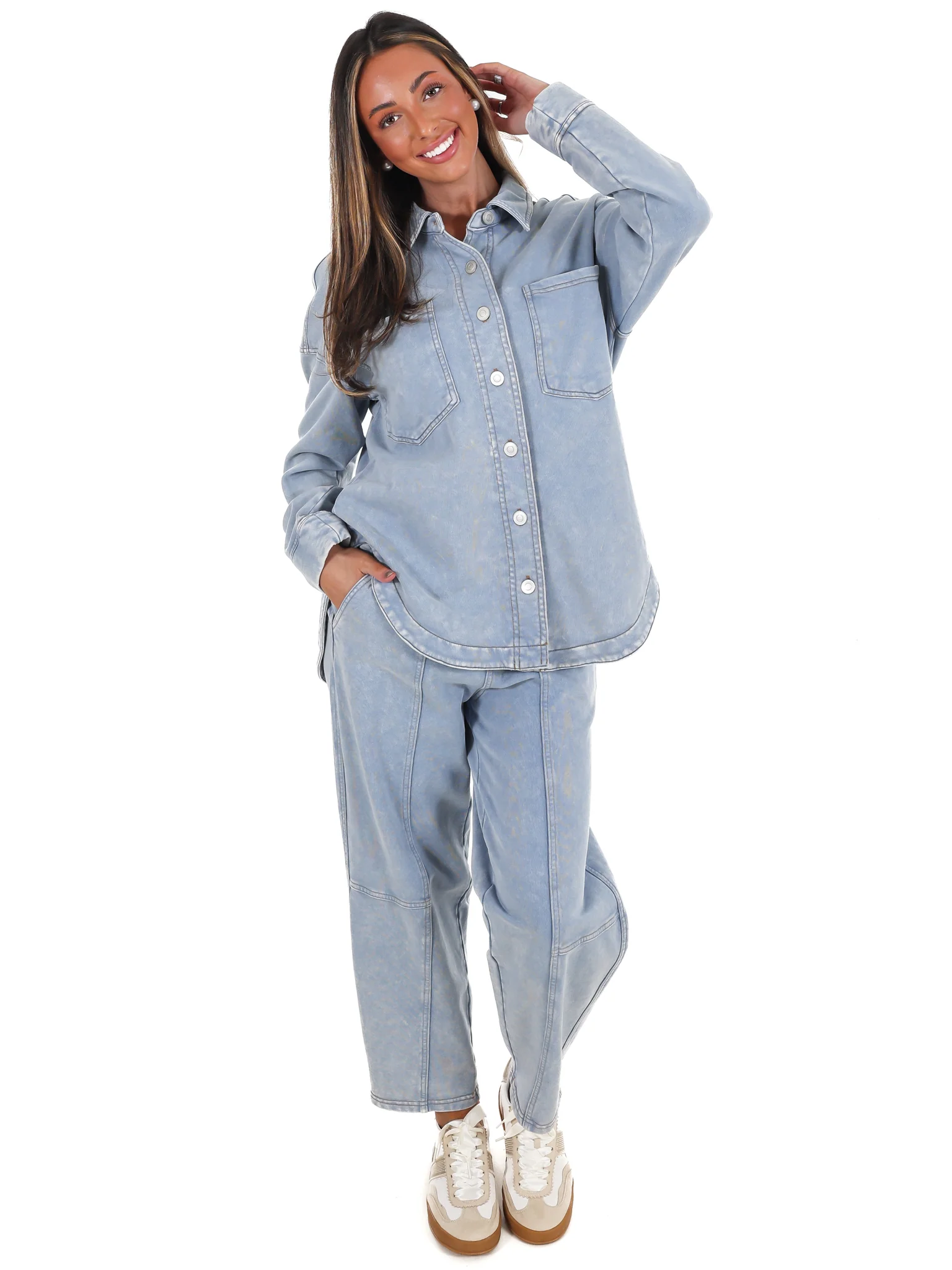 Chill Zone Acid Washed Button Down Shacket - Image 9