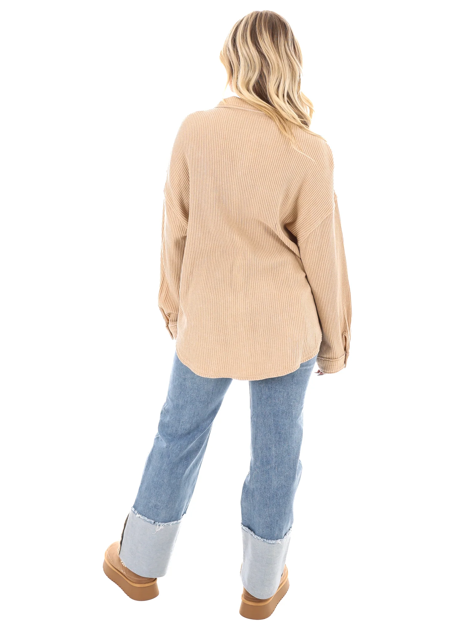 Chilly Days Waffle Knit Button Up Top - Image 13