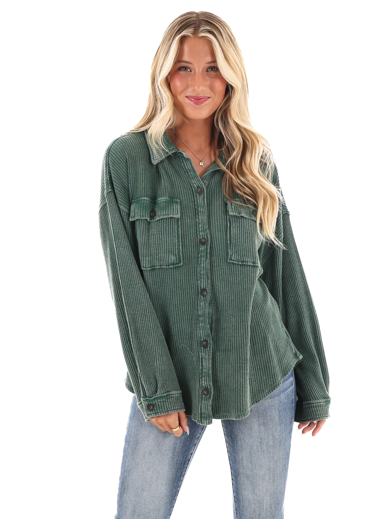 Chilly Days Waffle Knit Button Up Top - Image 20