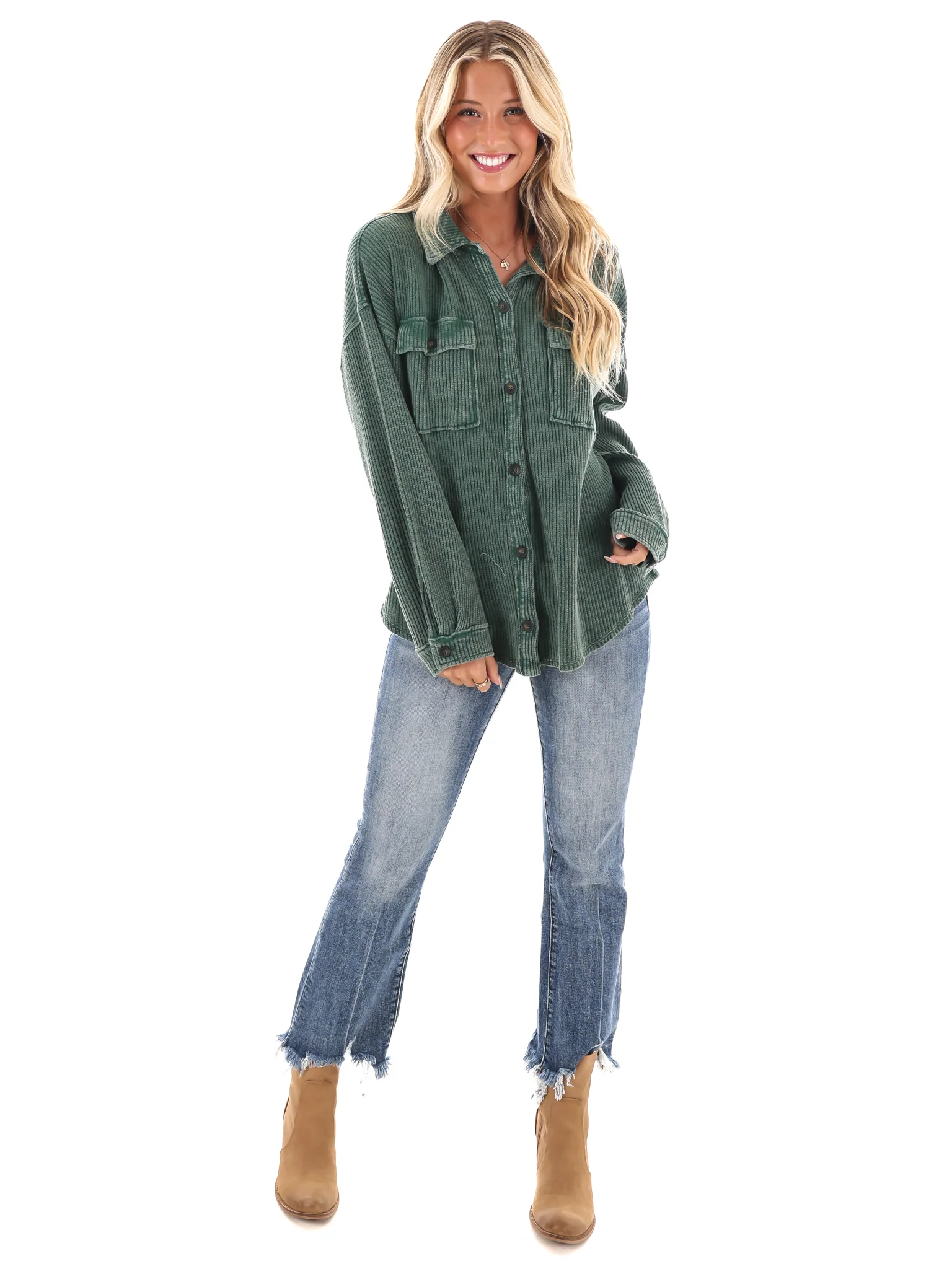 Chilly Days Waffle Knit Button Up Top - Image 21
