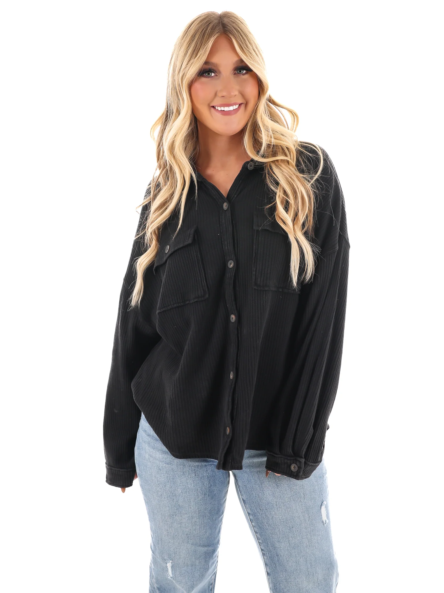 Chilly Days Waffle Knit Button Up Top - Image 38