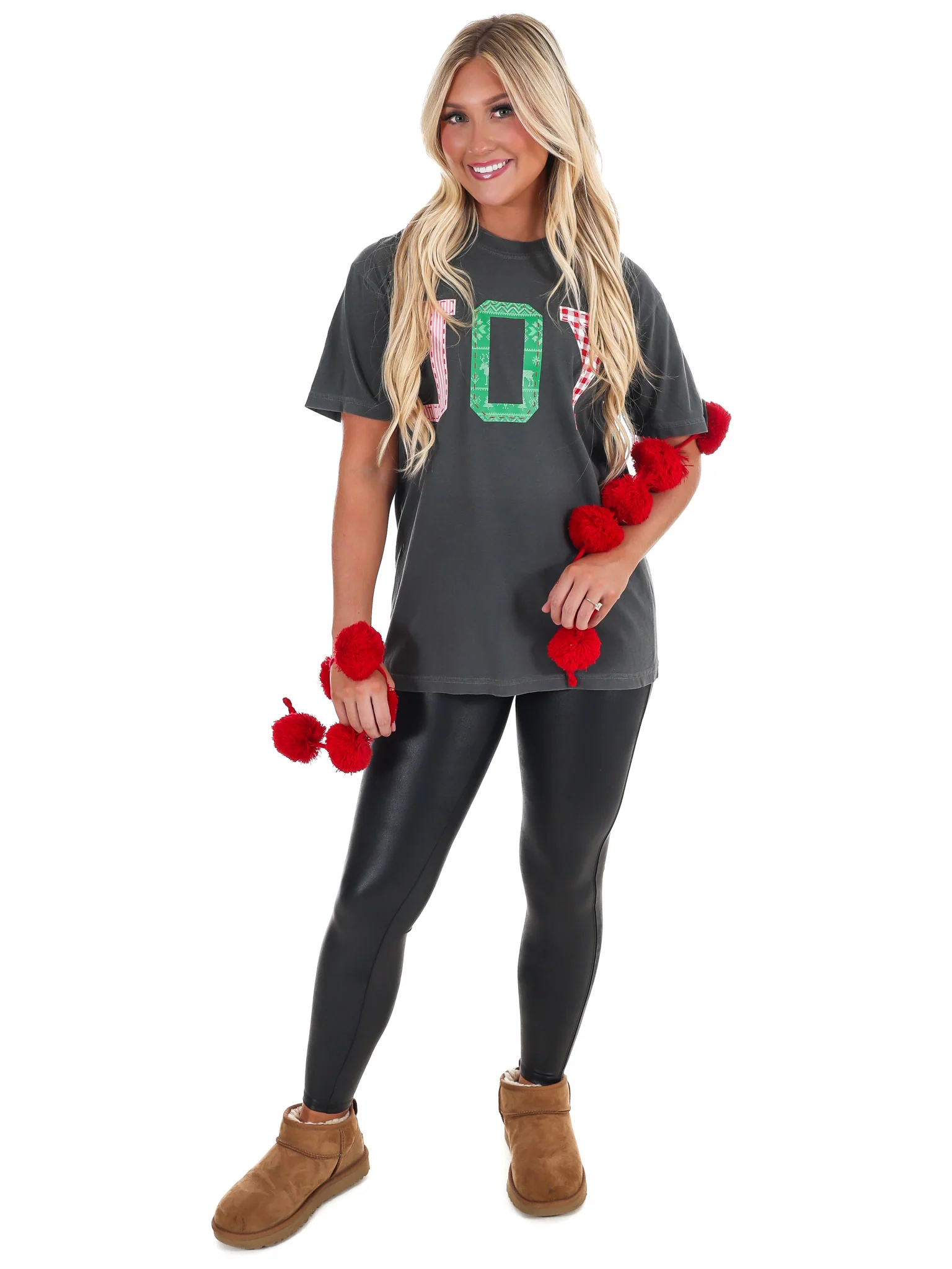 Christmas Holiday JOY Quilted Puff Ink Tee - Image 4