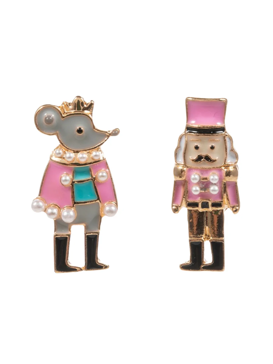 Christmas Nutcrack Mouse King Enamel Post Earrings - Image 2