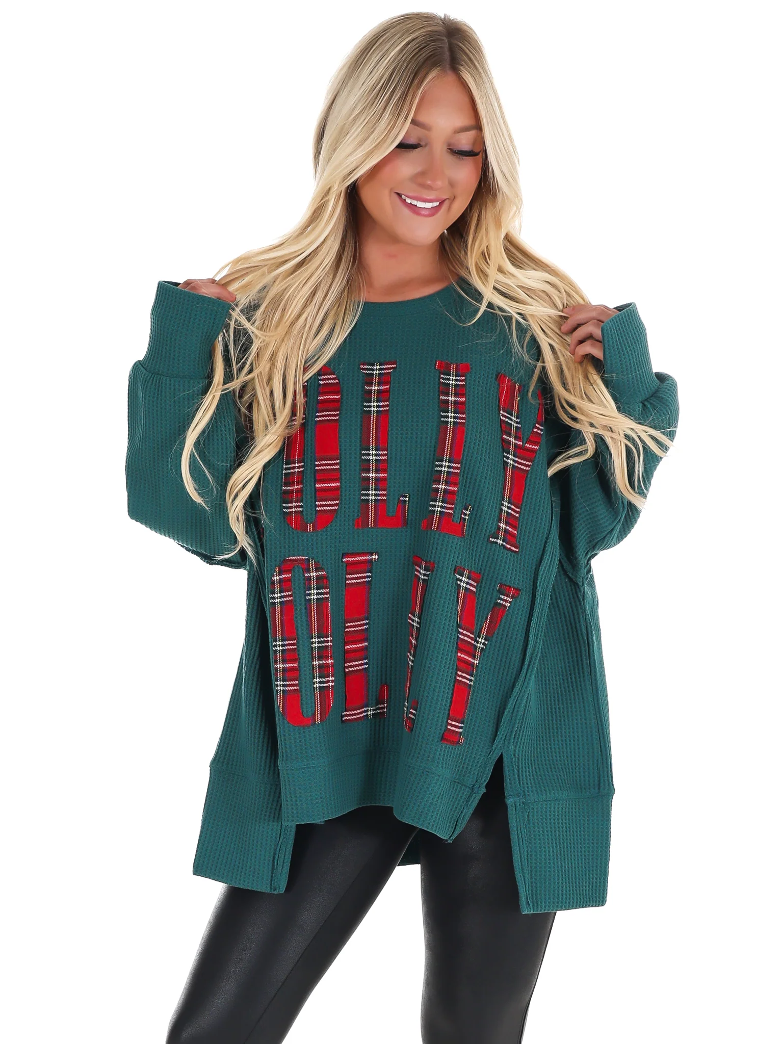 Christmas Plaid Holly Jolly Sweatshirt - Image 5