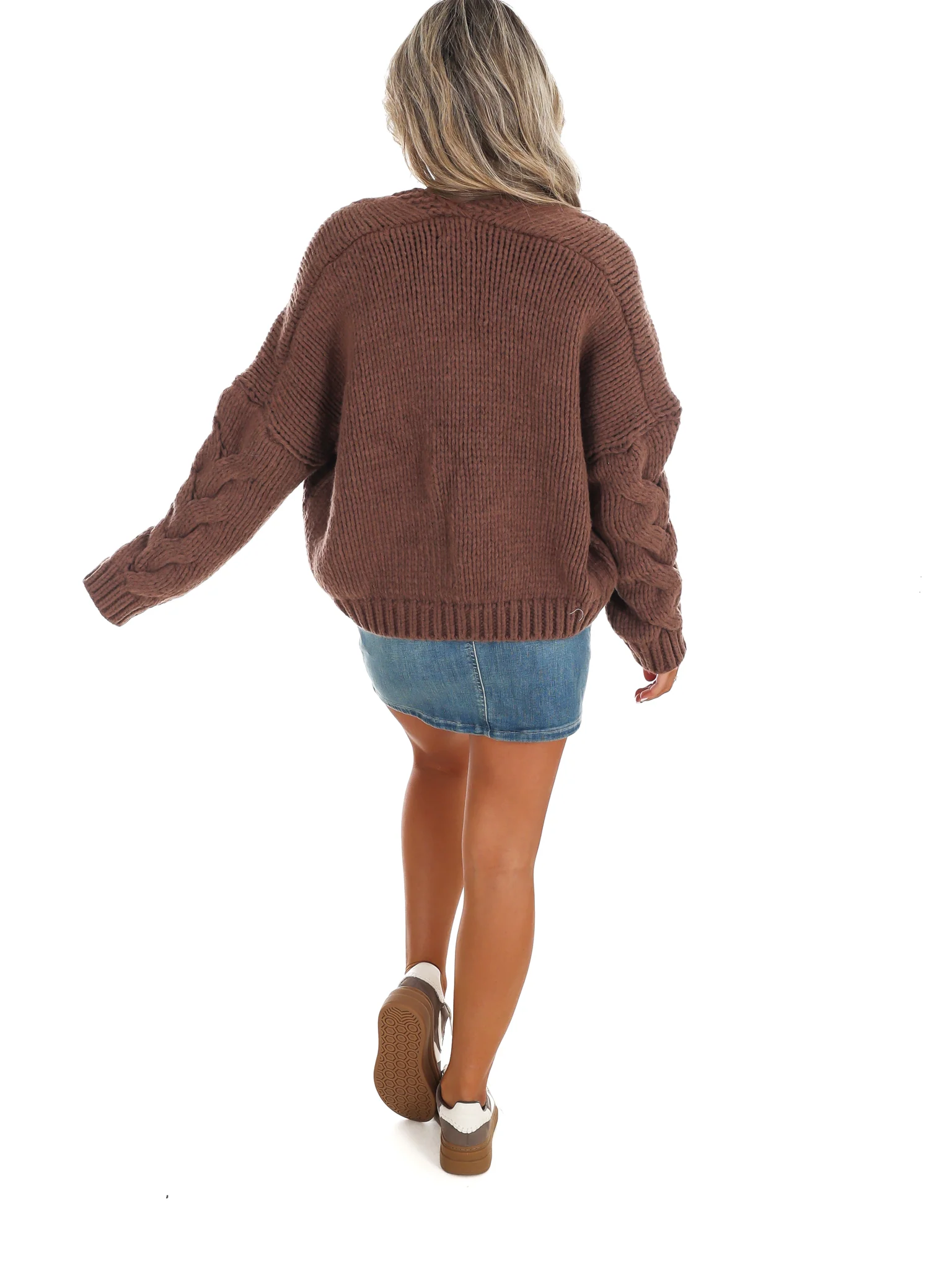 Chunky Cable Knit Open Cardigan - Image 7