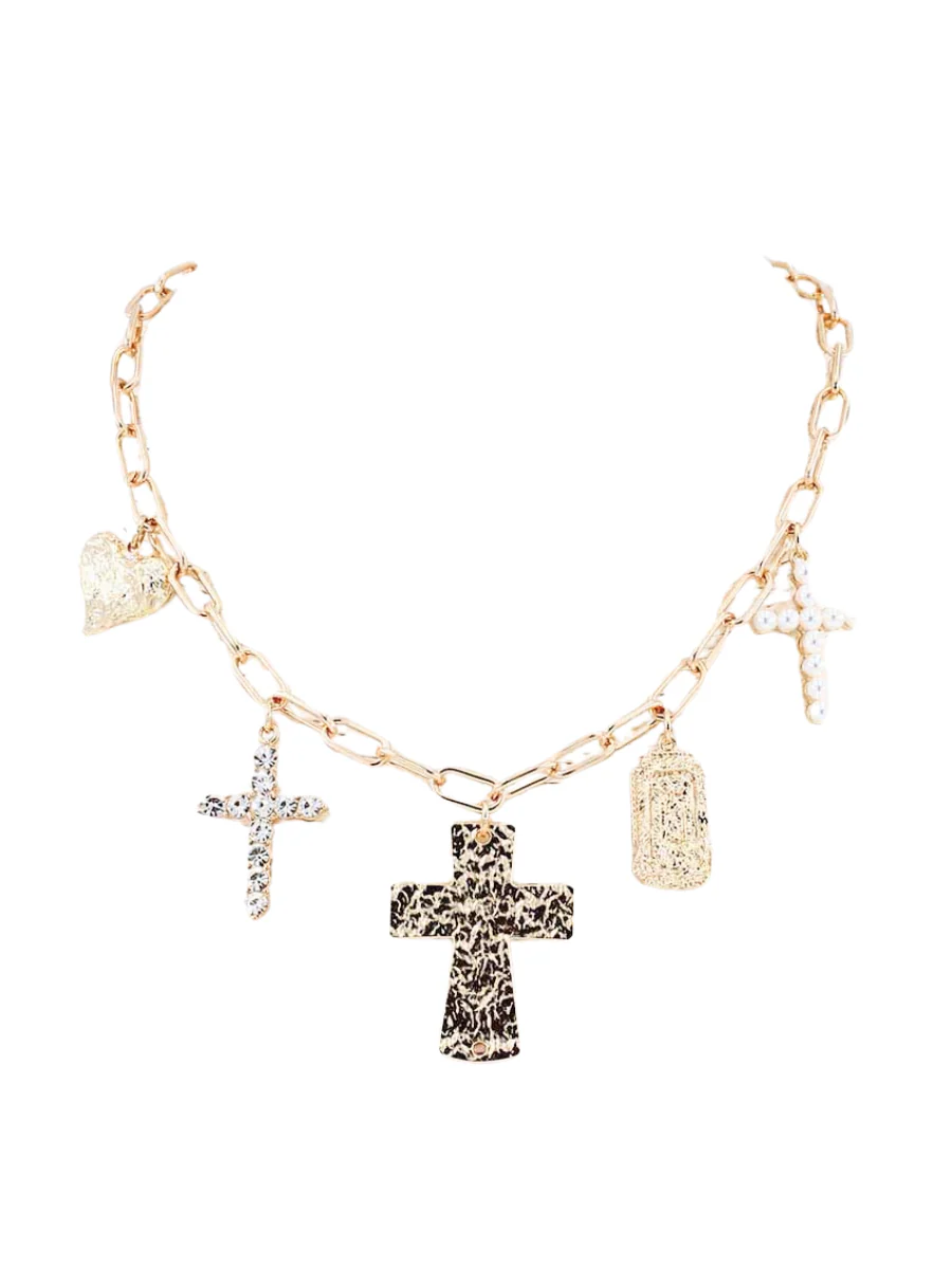 Chunky Cross Charm Necklace