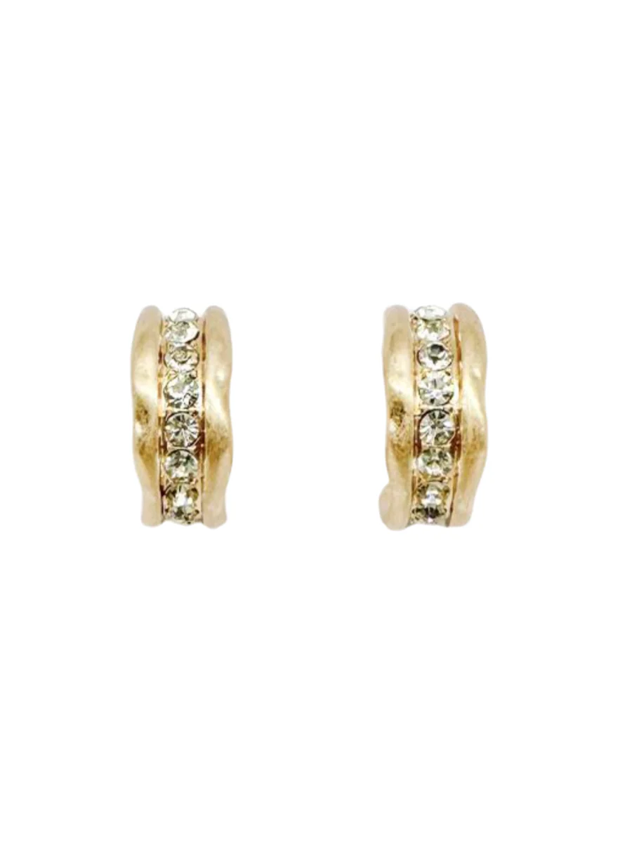 Chunky Rhinestone Open Hoop Earrings - Image 2