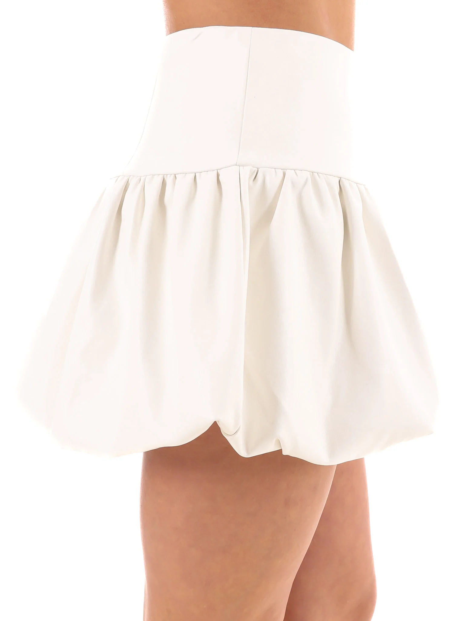 City Flare Leather Puff Mini Skirt - Image 6