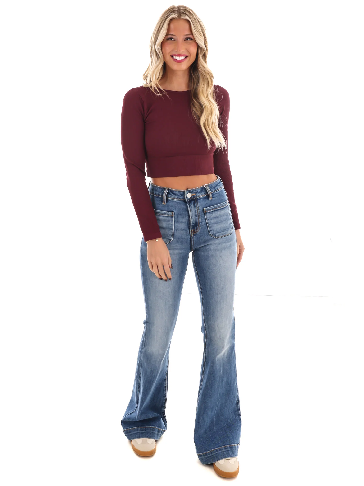 Classic Ribbed Long Sleeve Crop Top - Image 20