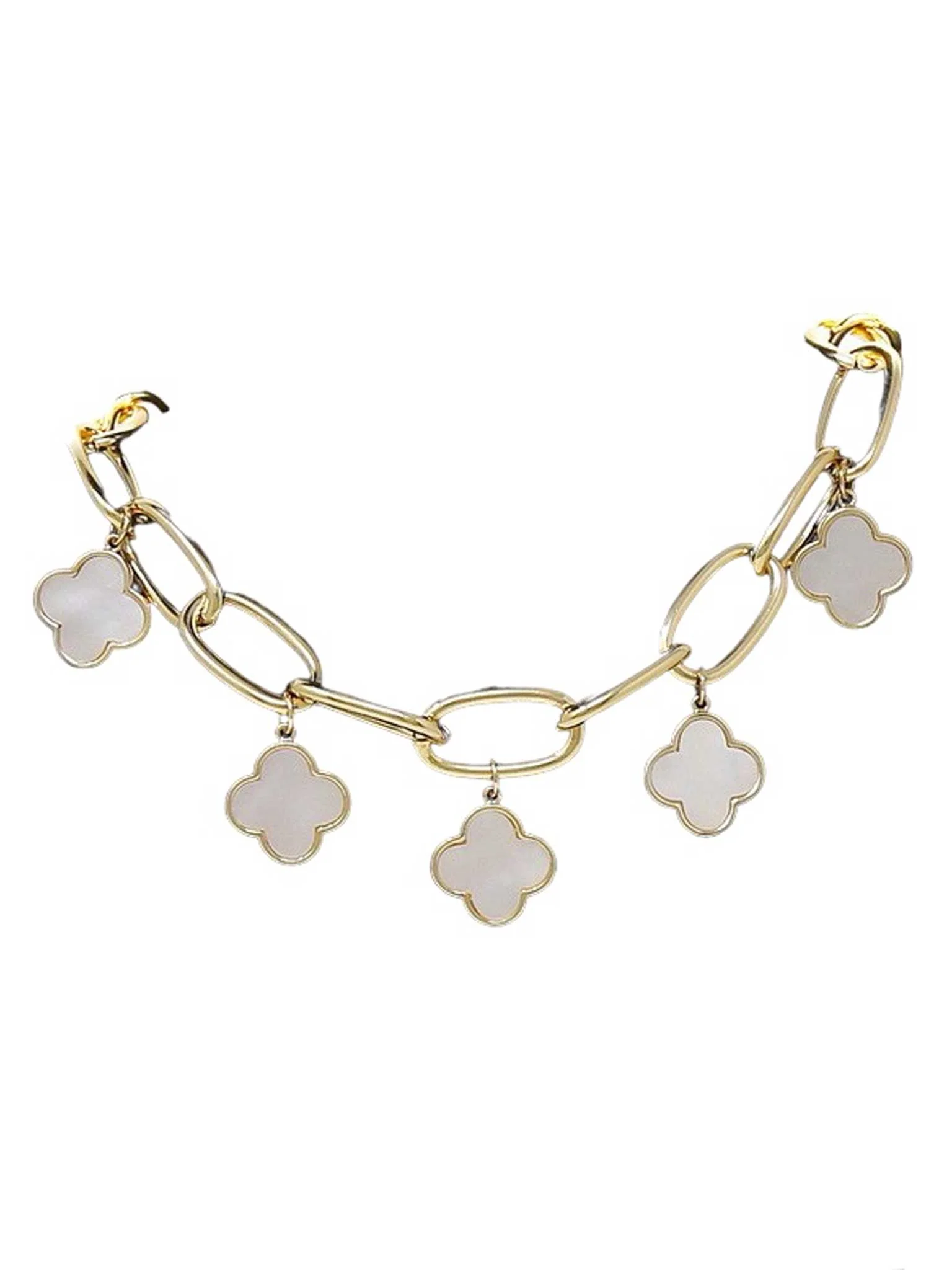 Clover Pendant Station Gold Dipped Short Necklace