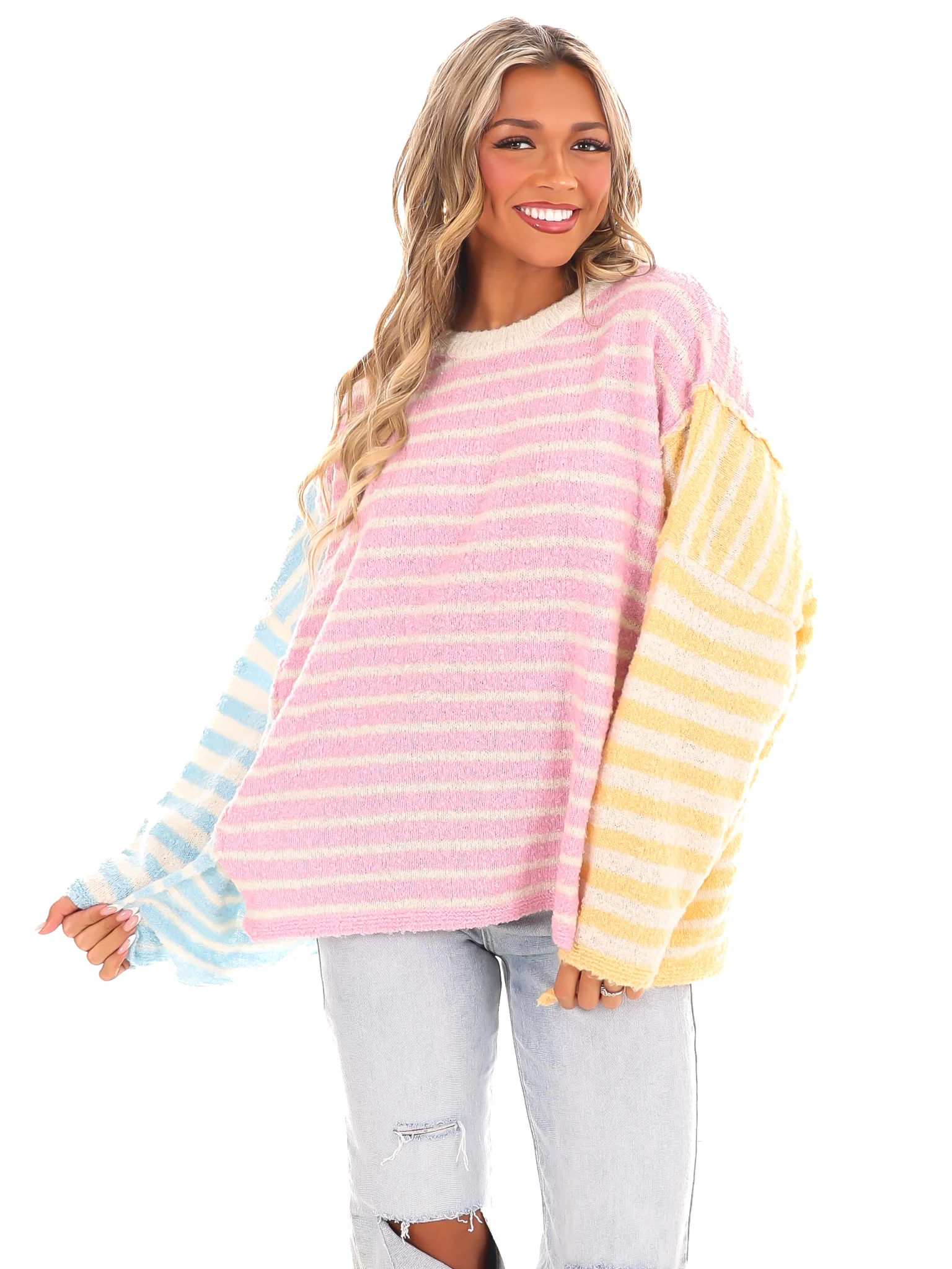 Color Chaser Mixed Oversized Sweater - Image 3
