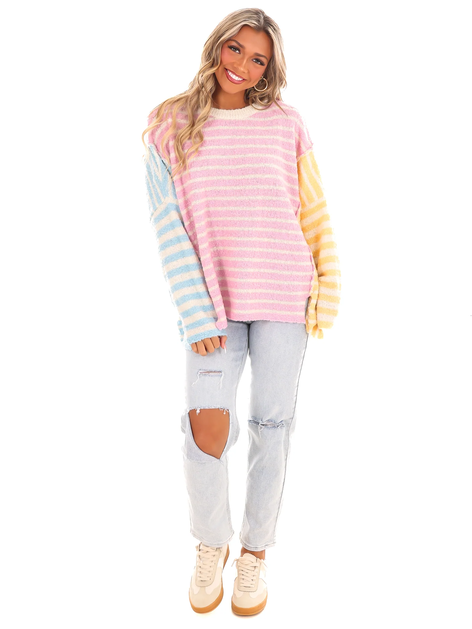 Color Chaser Mixed Oversized Sweater - Image 4