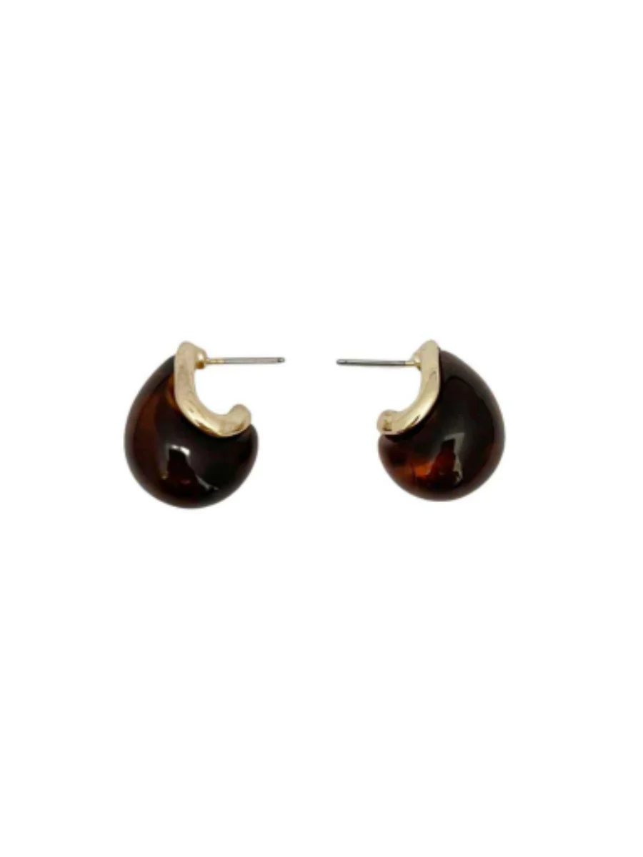 Color Marble Acrylic Dome Hoop Earrings