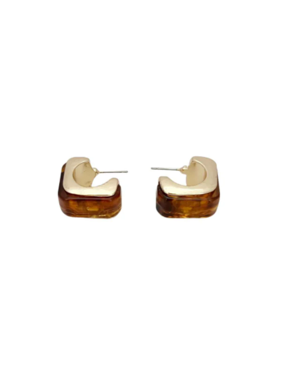 Color Marble Acrylic Square Hoop Earrings