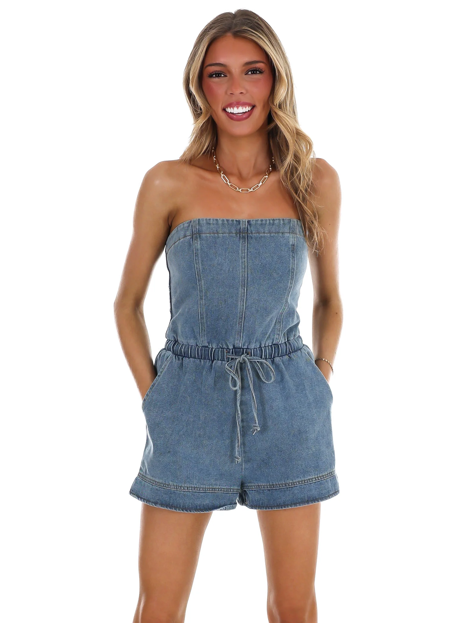 Color Me Denim Strapless Romper - Image 3