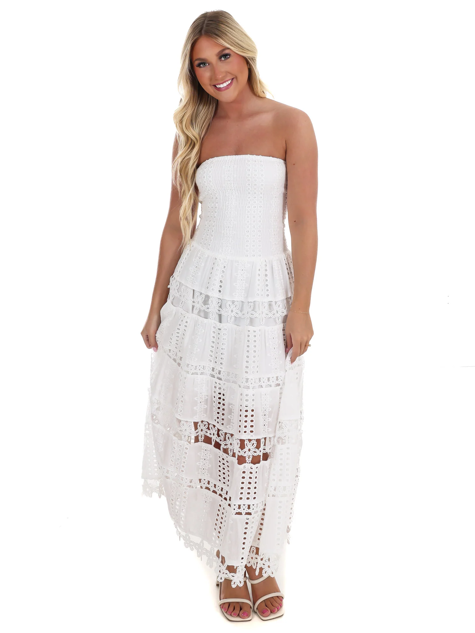 Come Around Eyelet Tube Midi Dress - Image 3