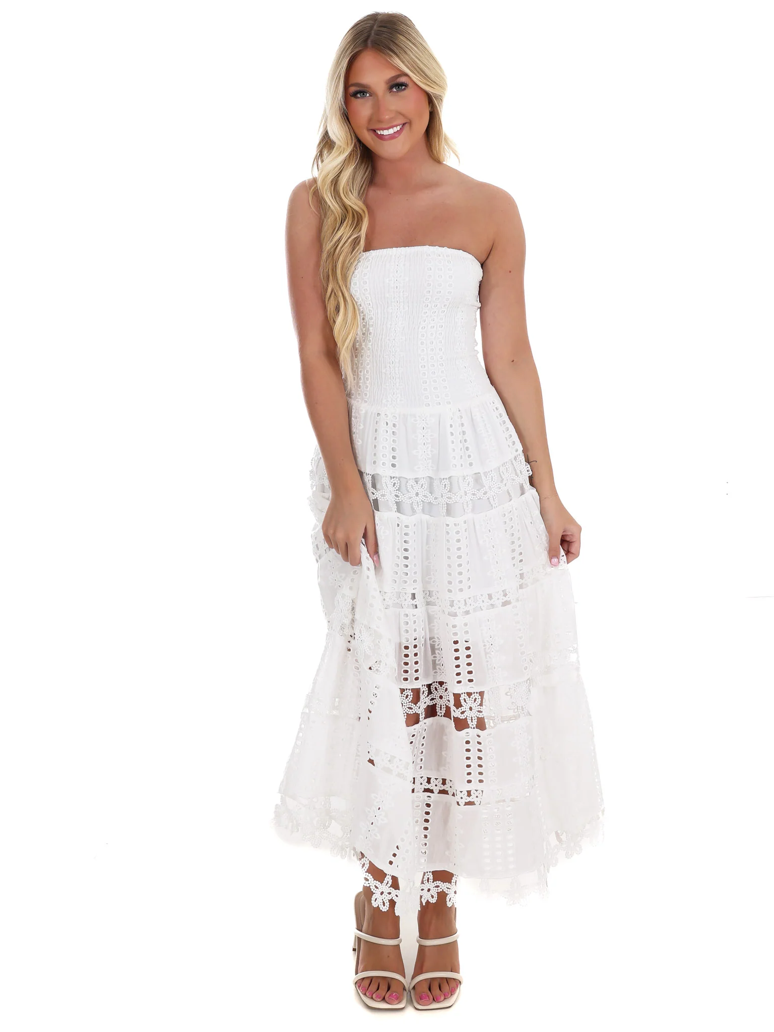 Come Around Eyelet Tube Midi Dress - Image 4