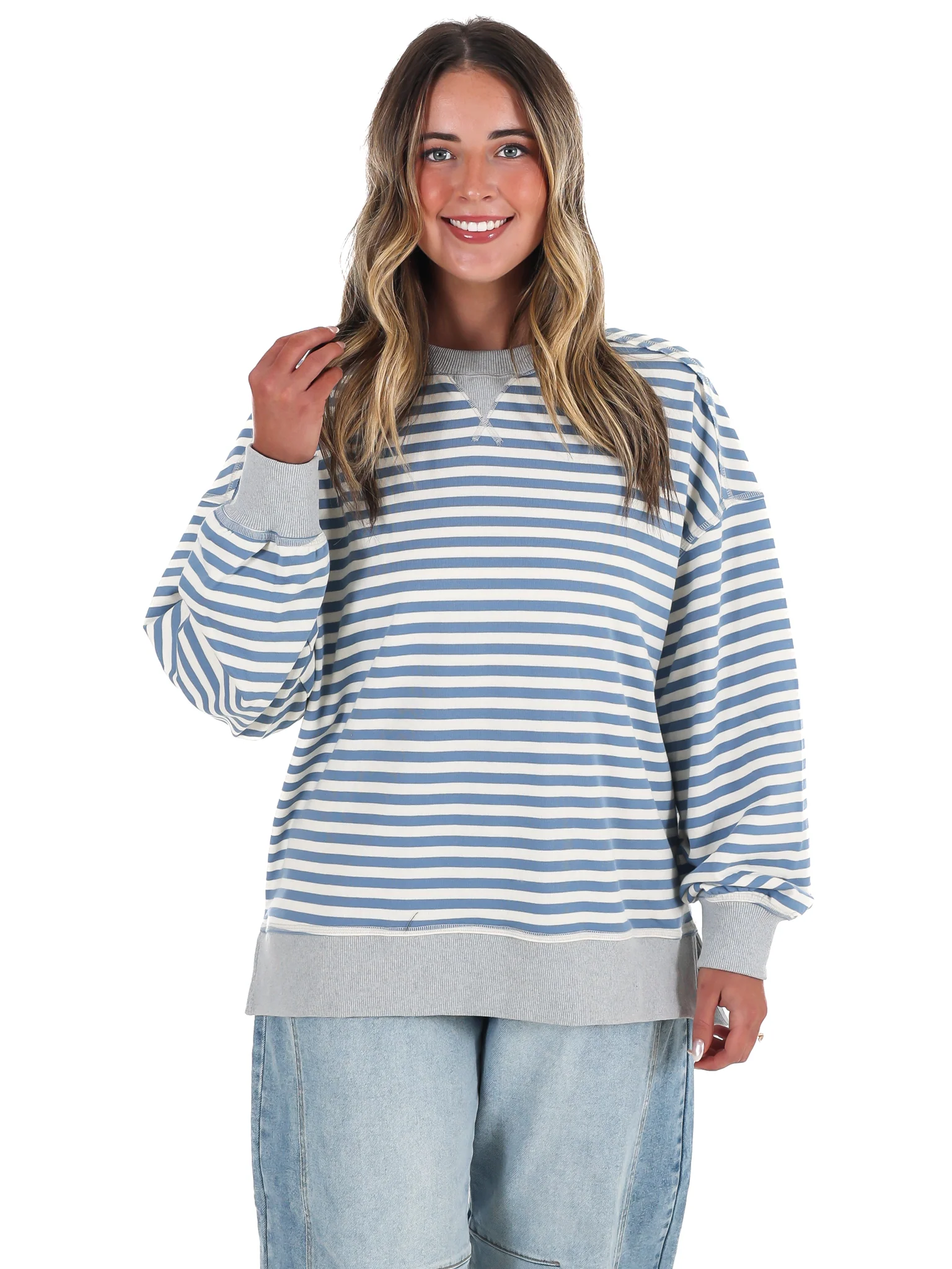 Comfy Casual Oversized Stripe Top - Image 10