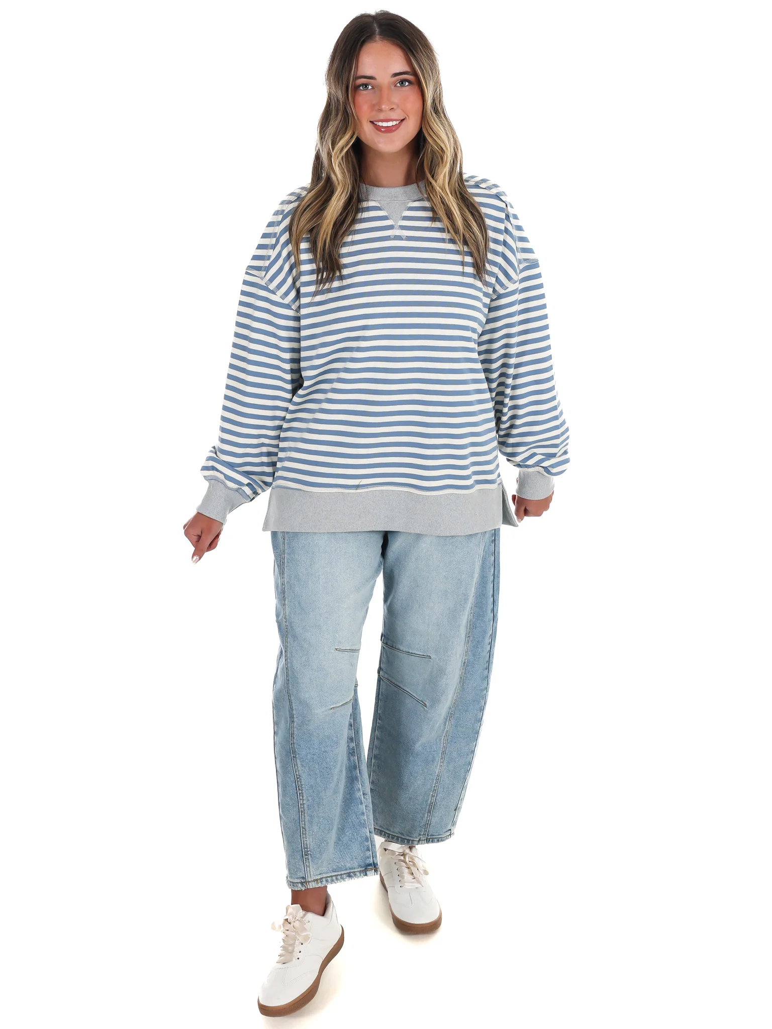 Comfy Casual Oversized Stripe Top - Image 11