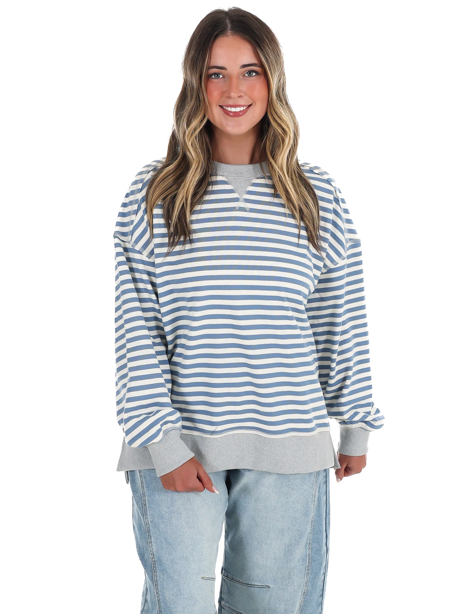 Comfy Casual Oversized Stripe Top - Image 12