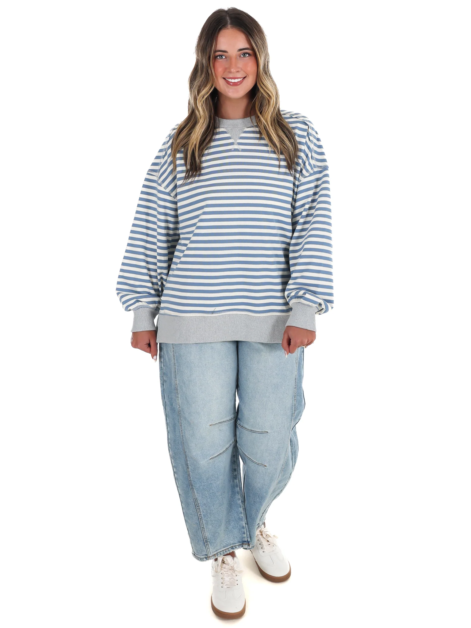 Comfy Casual Oversized Stripe Top - Image 13