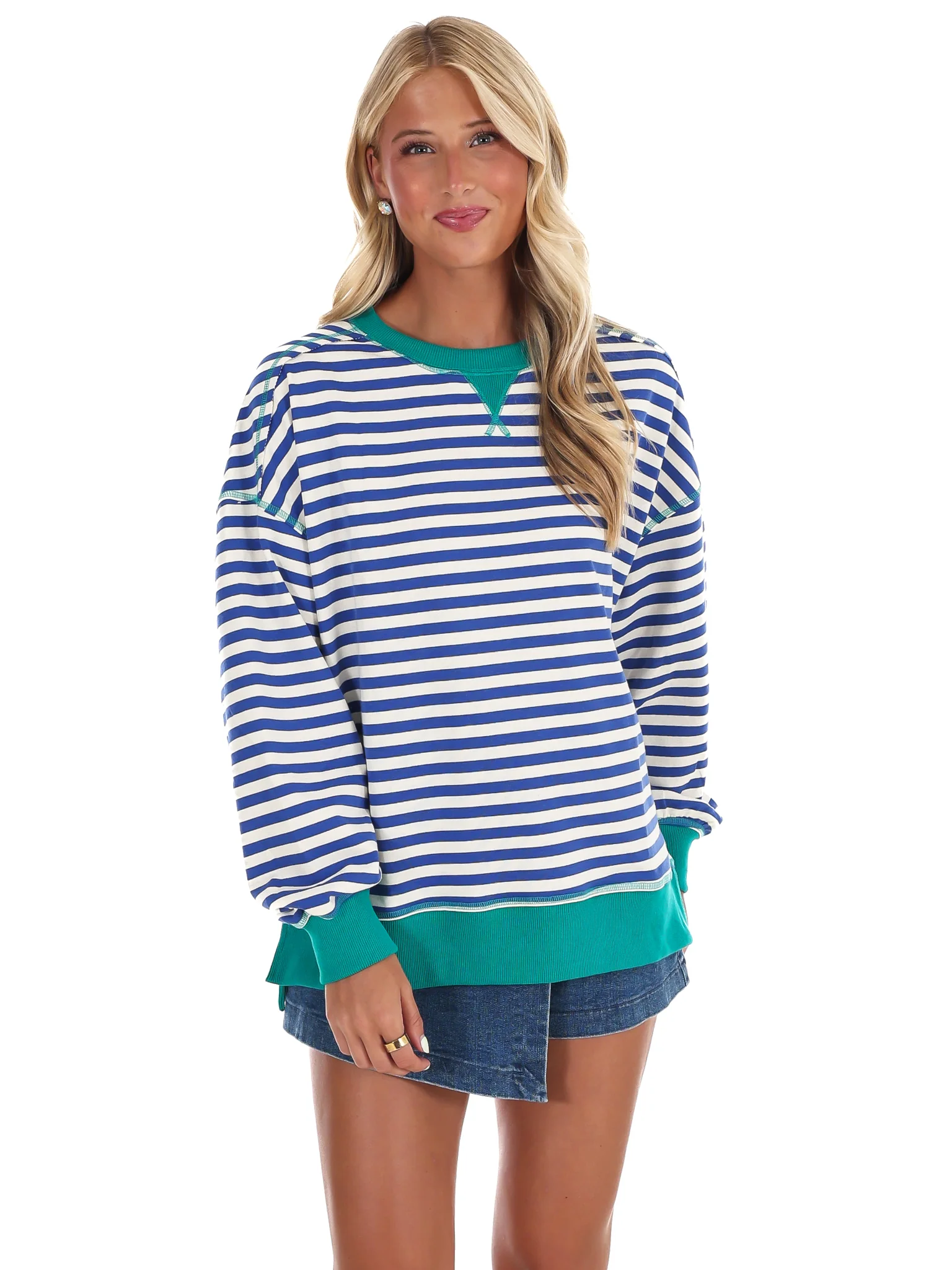 Comfy Casual Oversized Stripe Top - Image 17