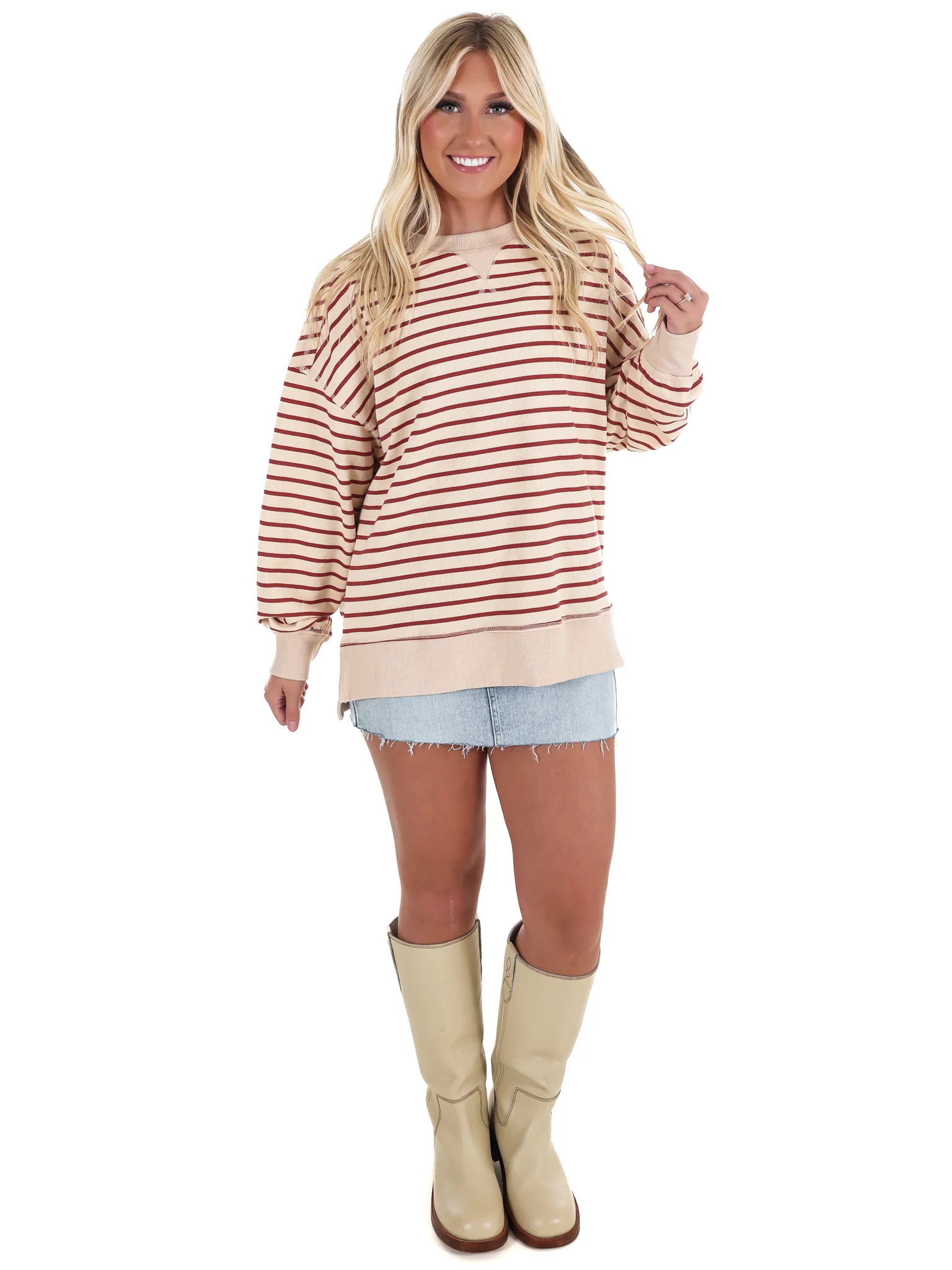 Comfy Casual Oversized Stripe Top - Image 6