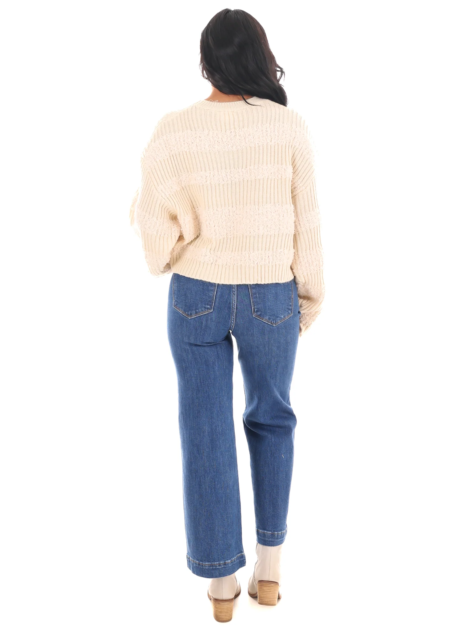 Contrast Cozy Texture Sweater - Image 7