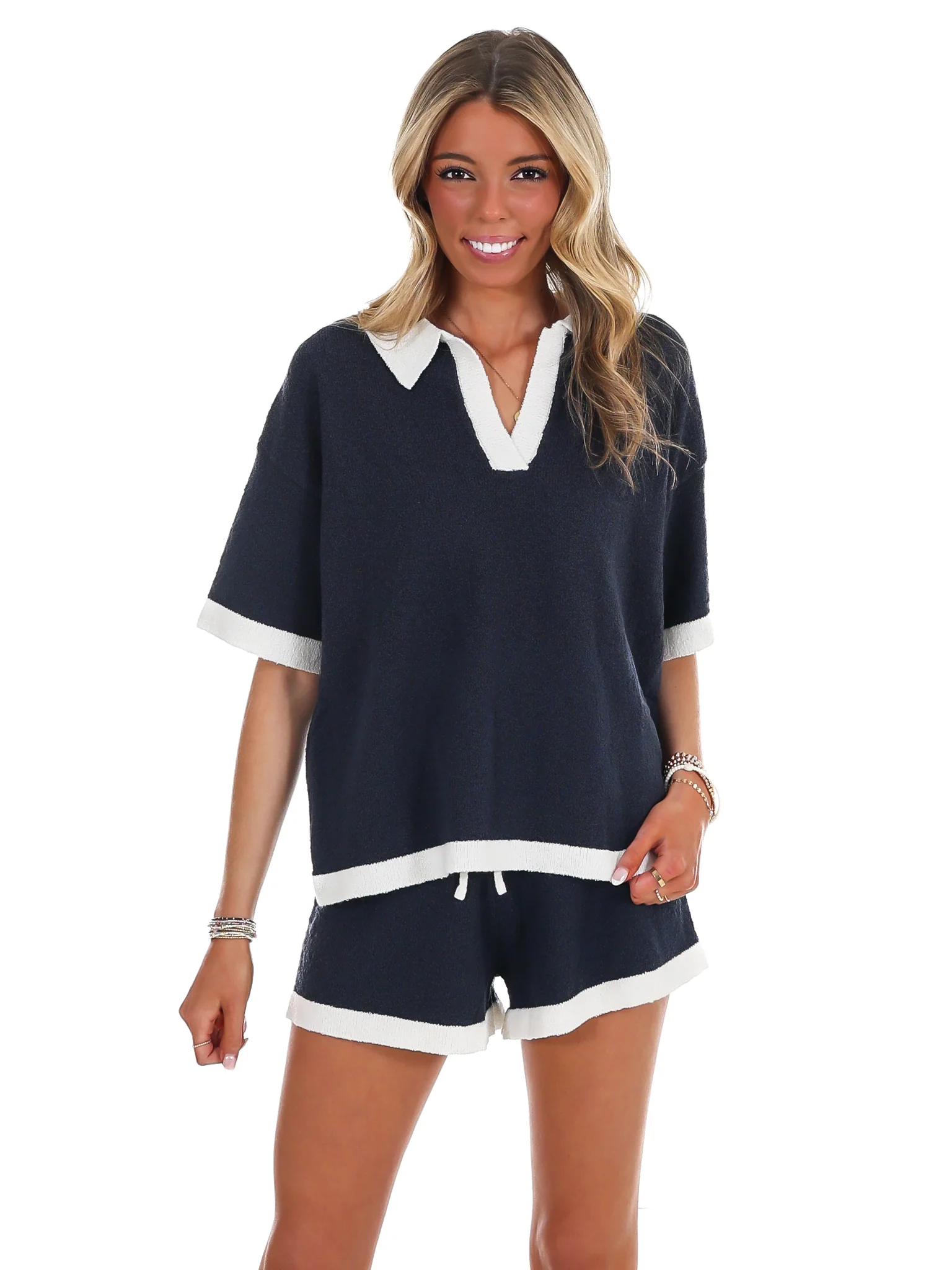 Contrast Trim Knit Two Piece Set - Image 3