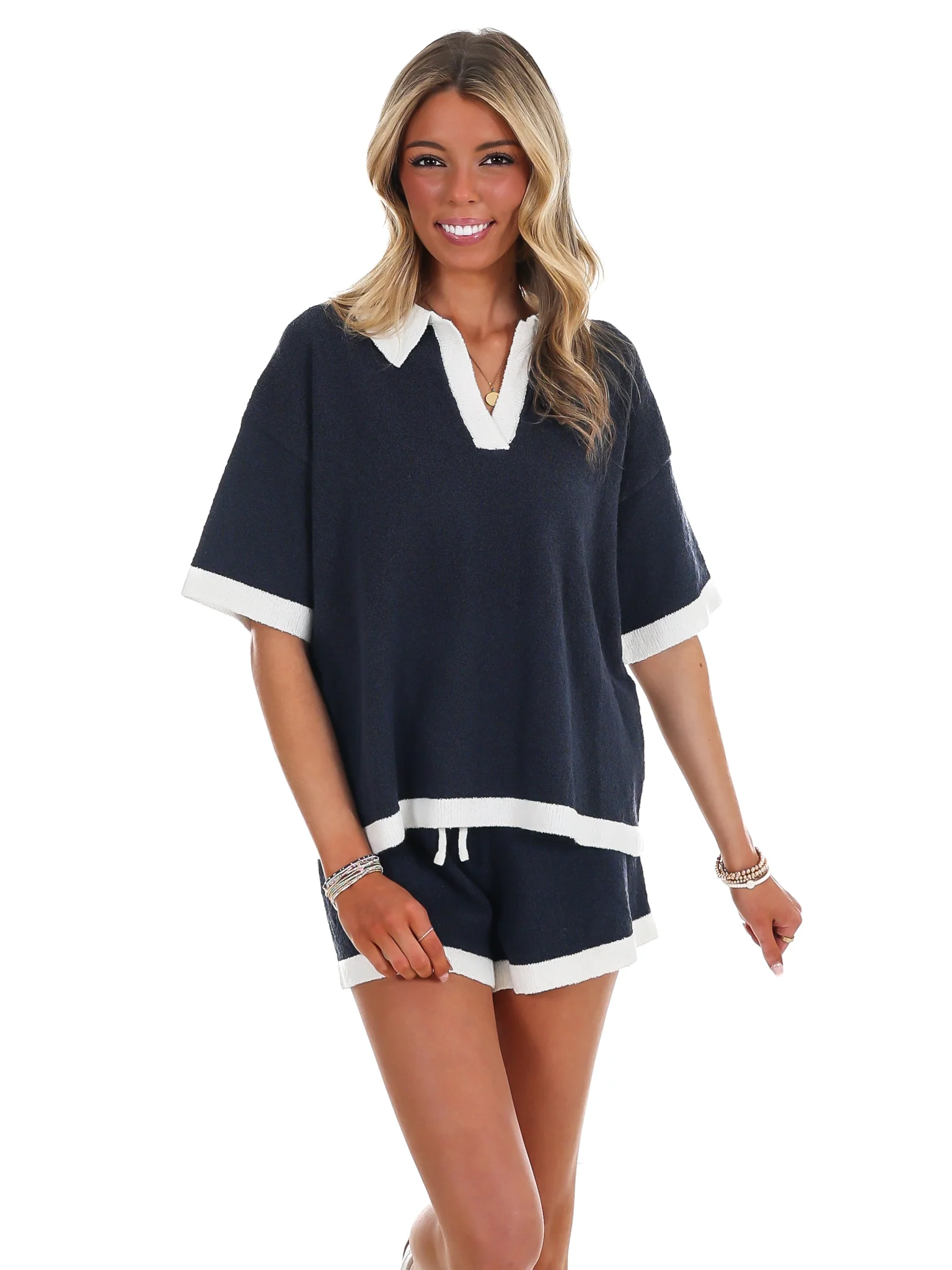 Contrast Trim Knit Two Piece Set - Image 5