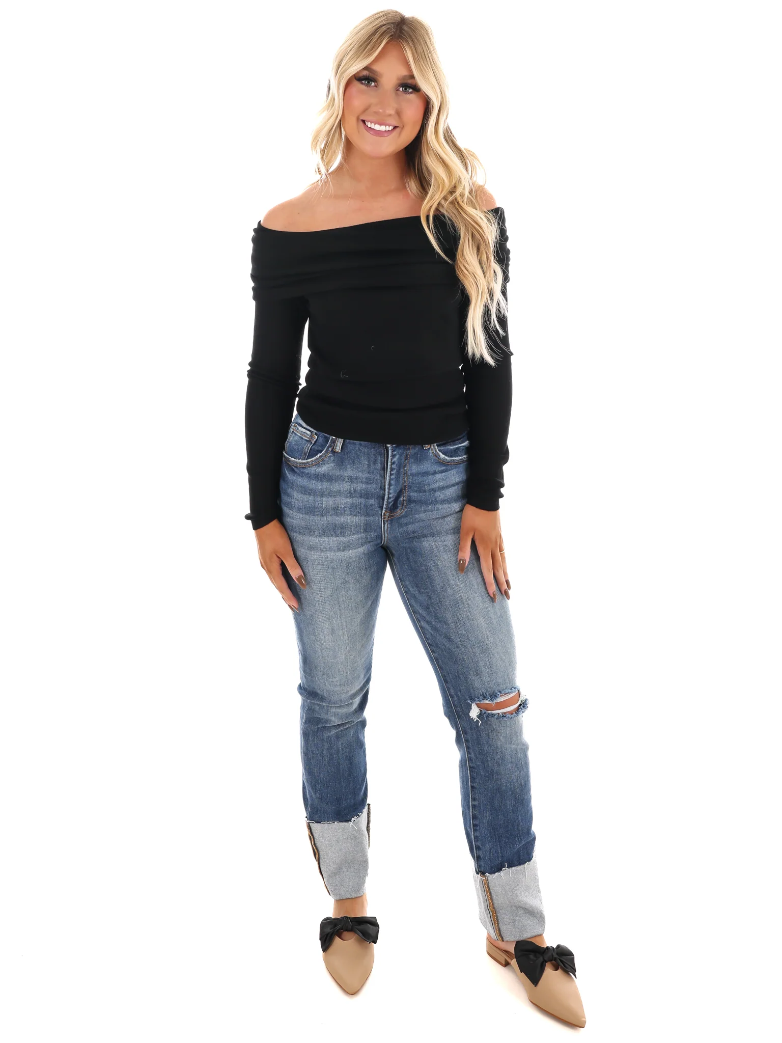 Cozy Charm Off Shoulder Sweater Top - Image 2