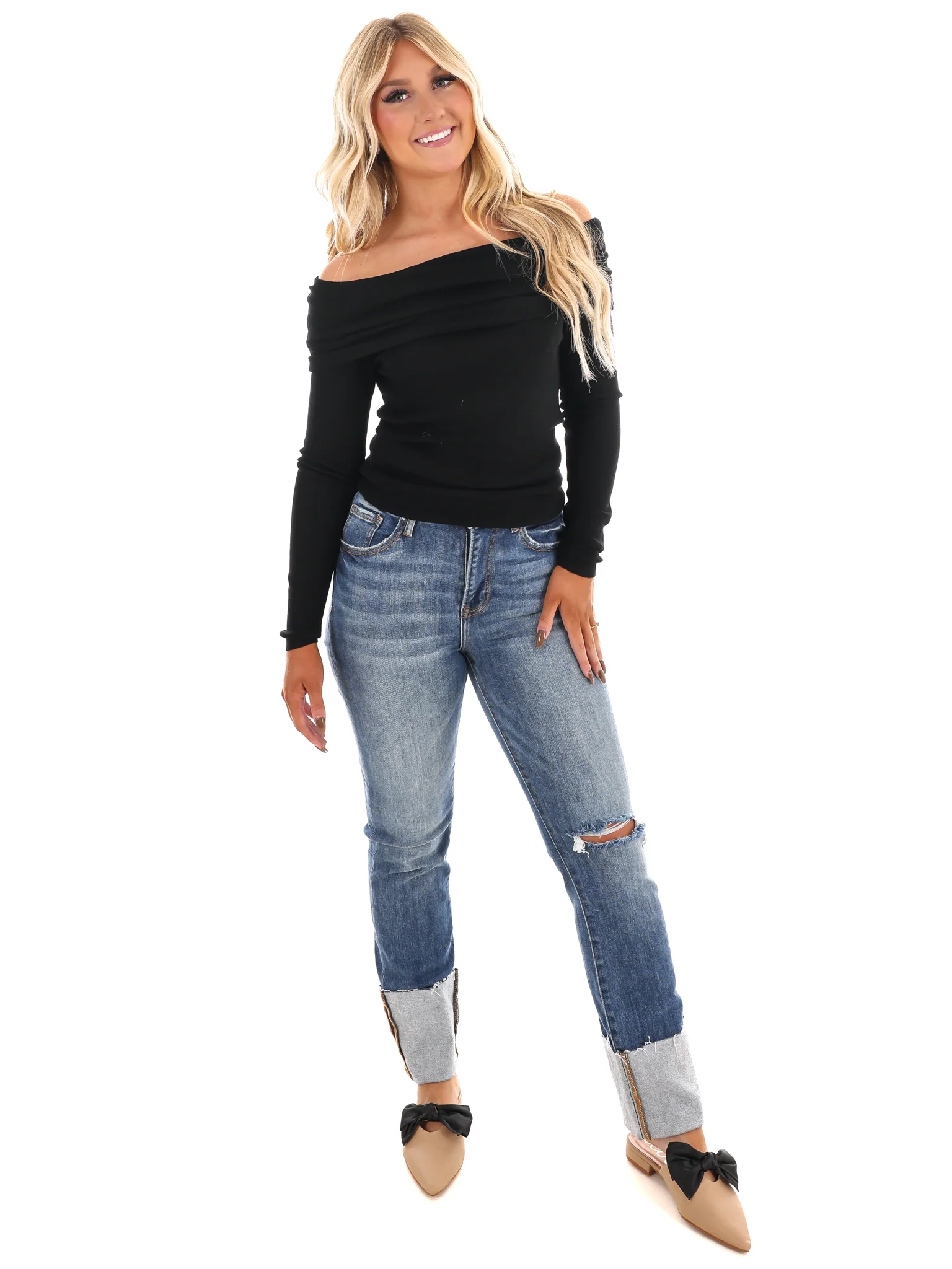 Cozy Charm Off Shoulder Sweater Top - Image 6