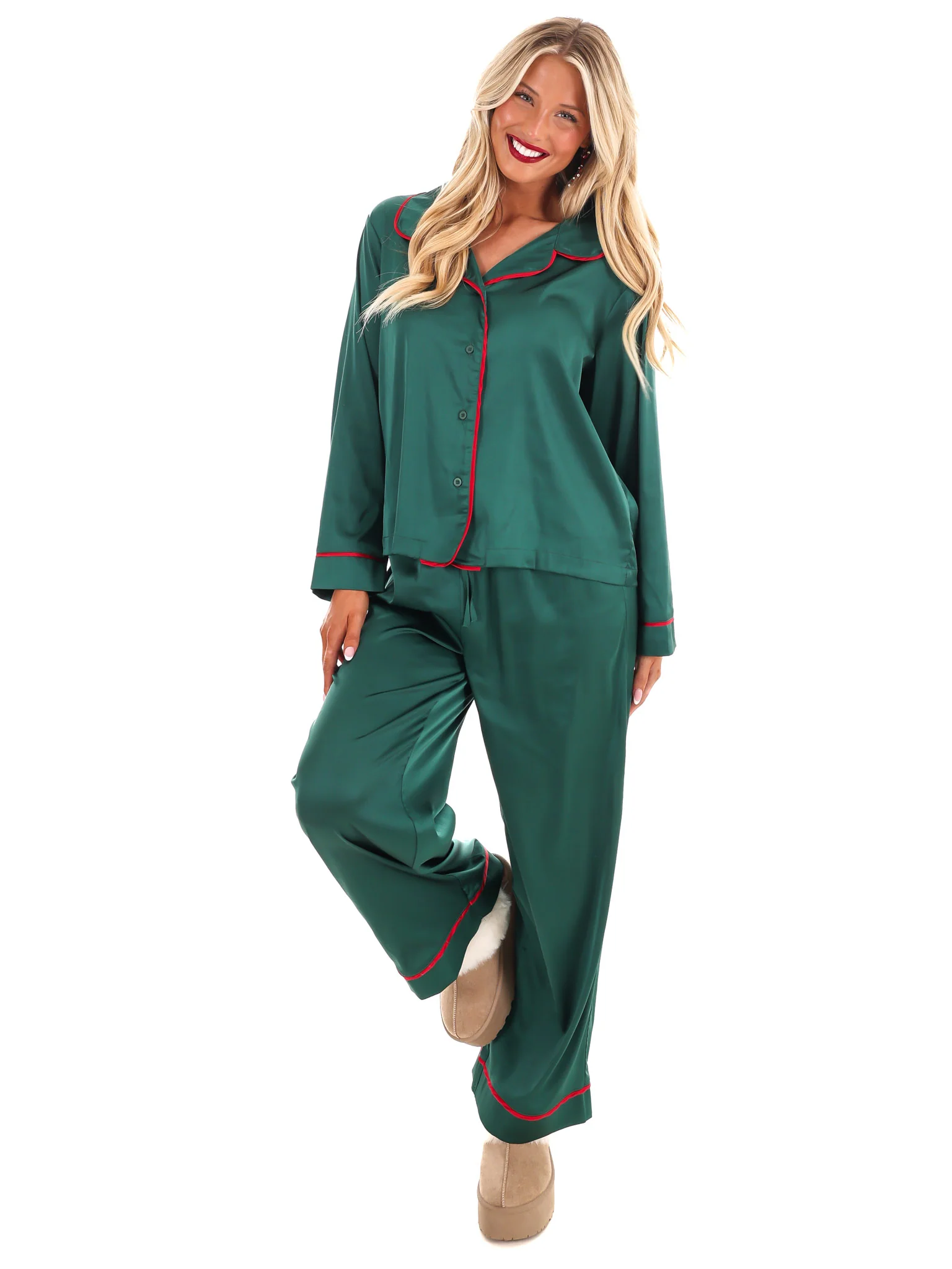 Cozy Claus Satin Christmas Pajamas - Image 4