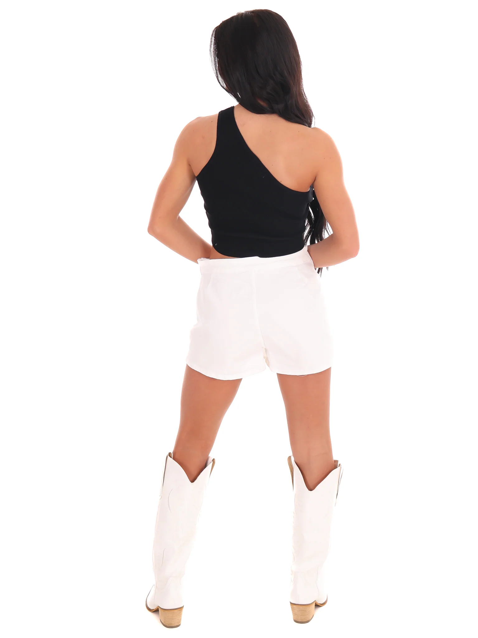 Through the T One Shoulder Pearl Crop Top - Image 6