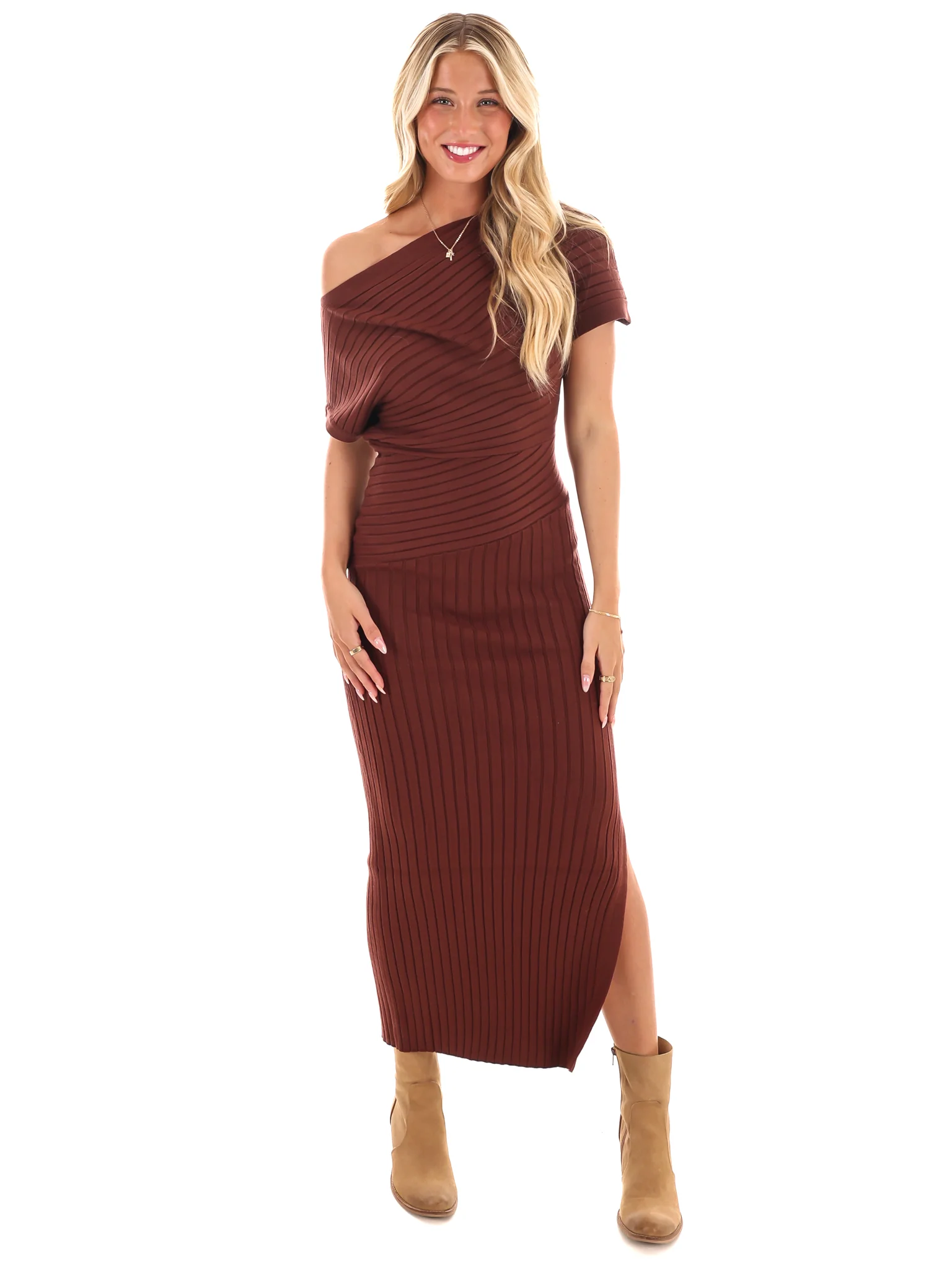 Crisp Casual Ribbed Midi Dress - Image 7