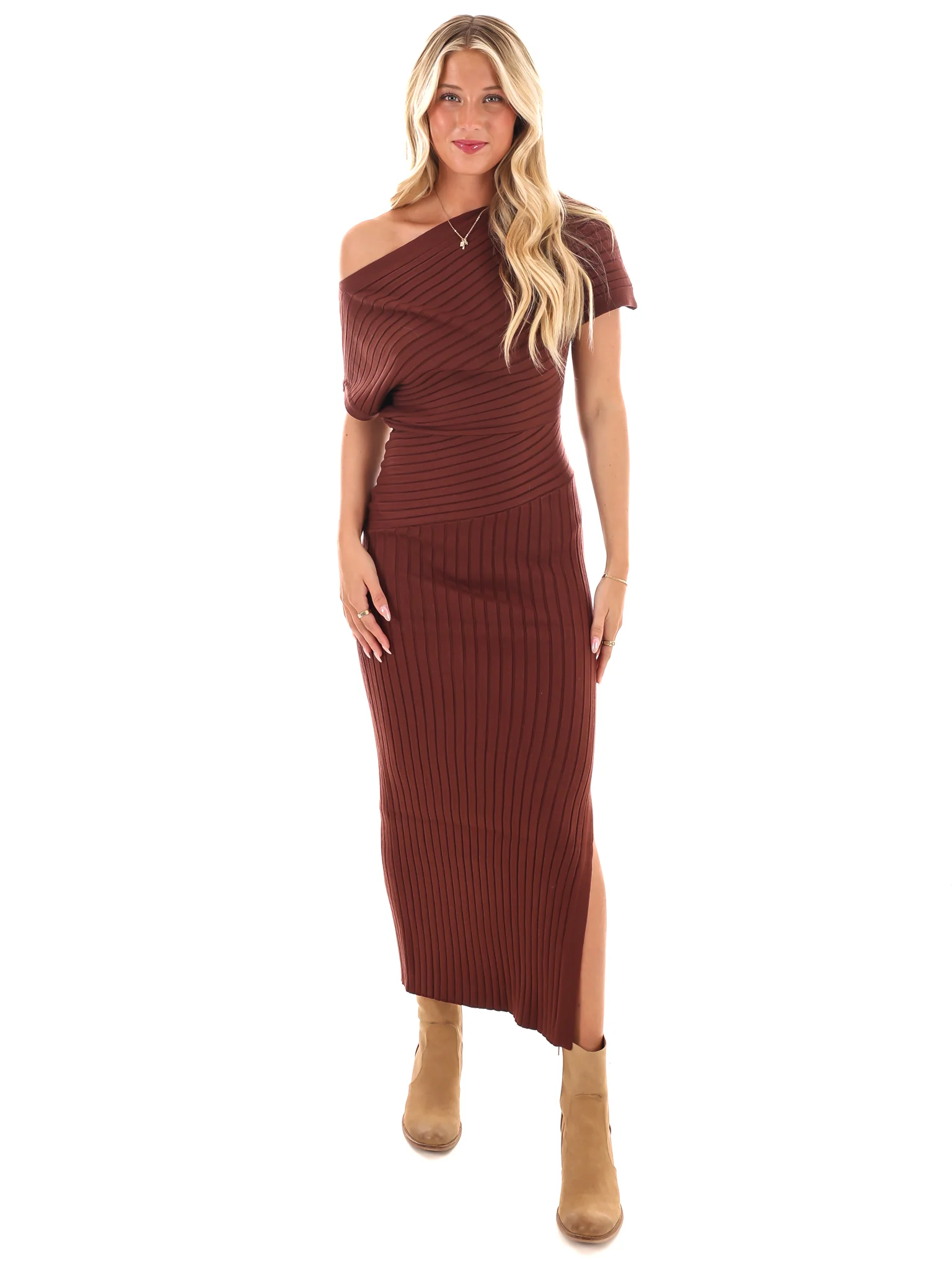 Crisp Casual Ribbed Midi Dress - Image 8