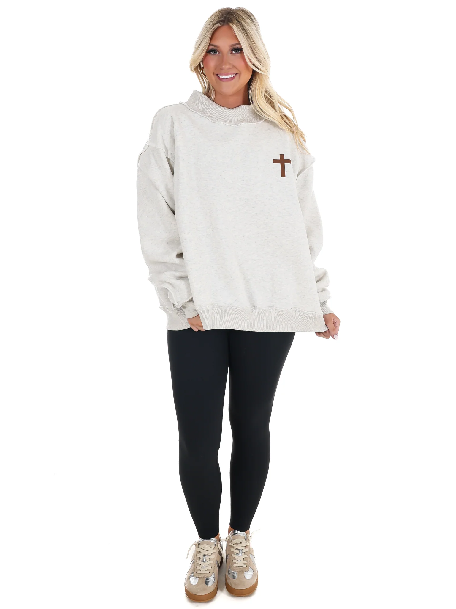 Cross & Jesus Saves Reversible Mock Neck Sweatshirt - Image 4