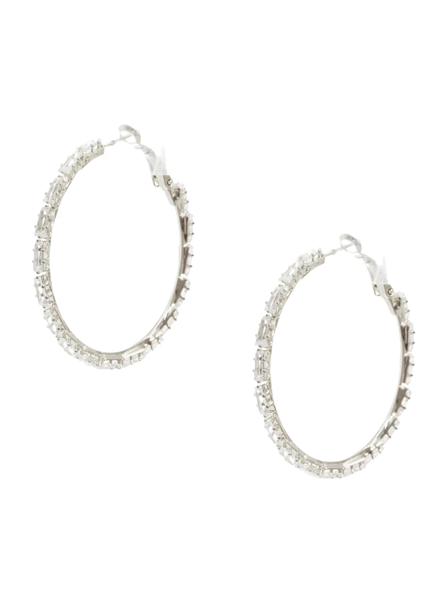 Cubic Zirconia Hoop Earrings - Image 2