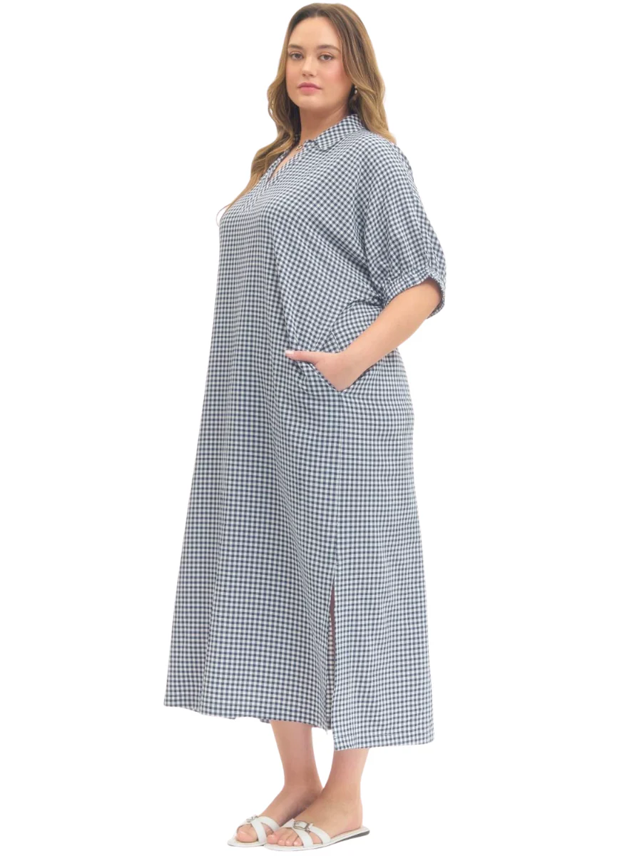 Curvy I'll Be There Gingham Midi Dress - Image 3