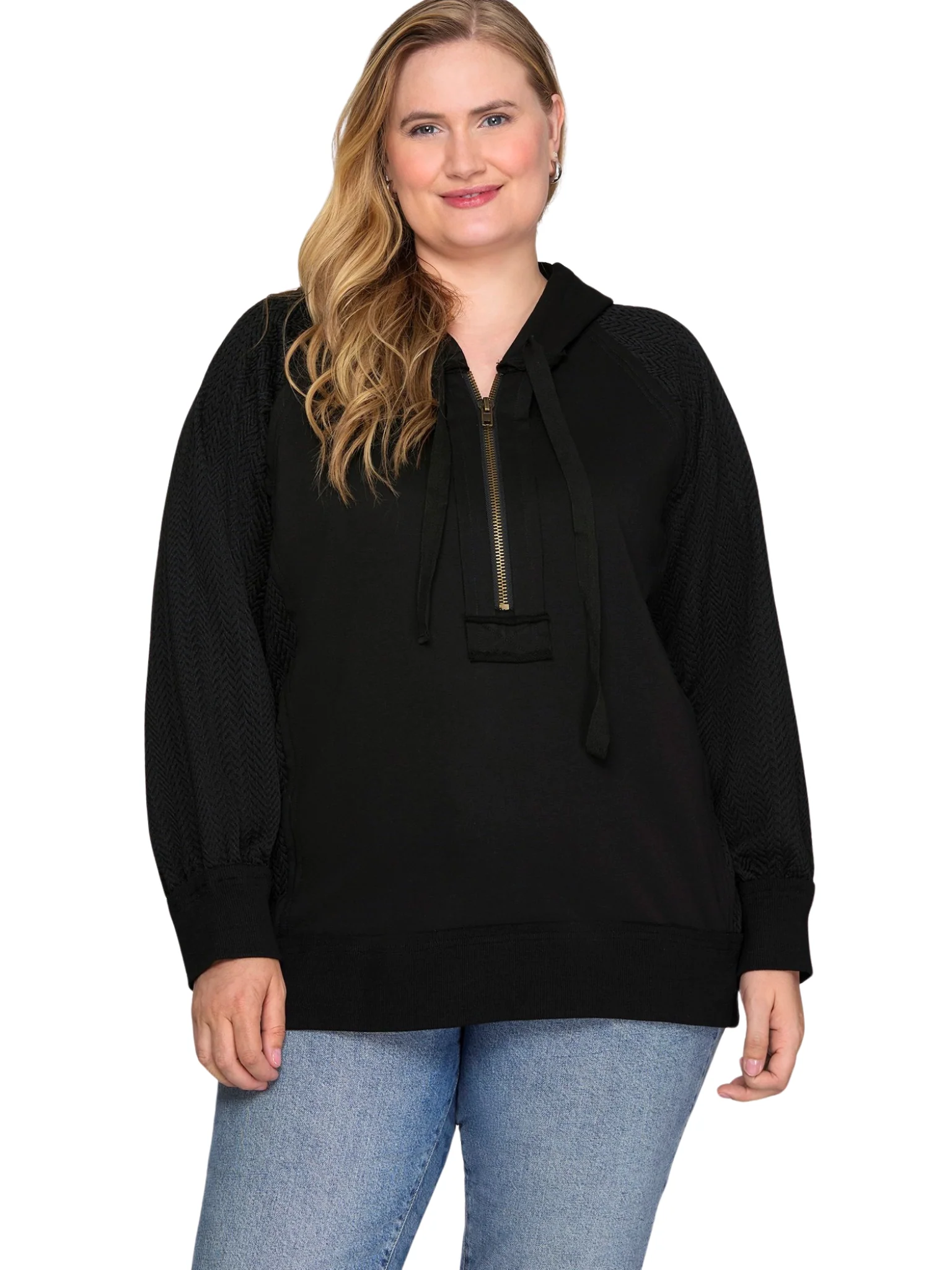Curvy Zip & Go Contrast Hoodie