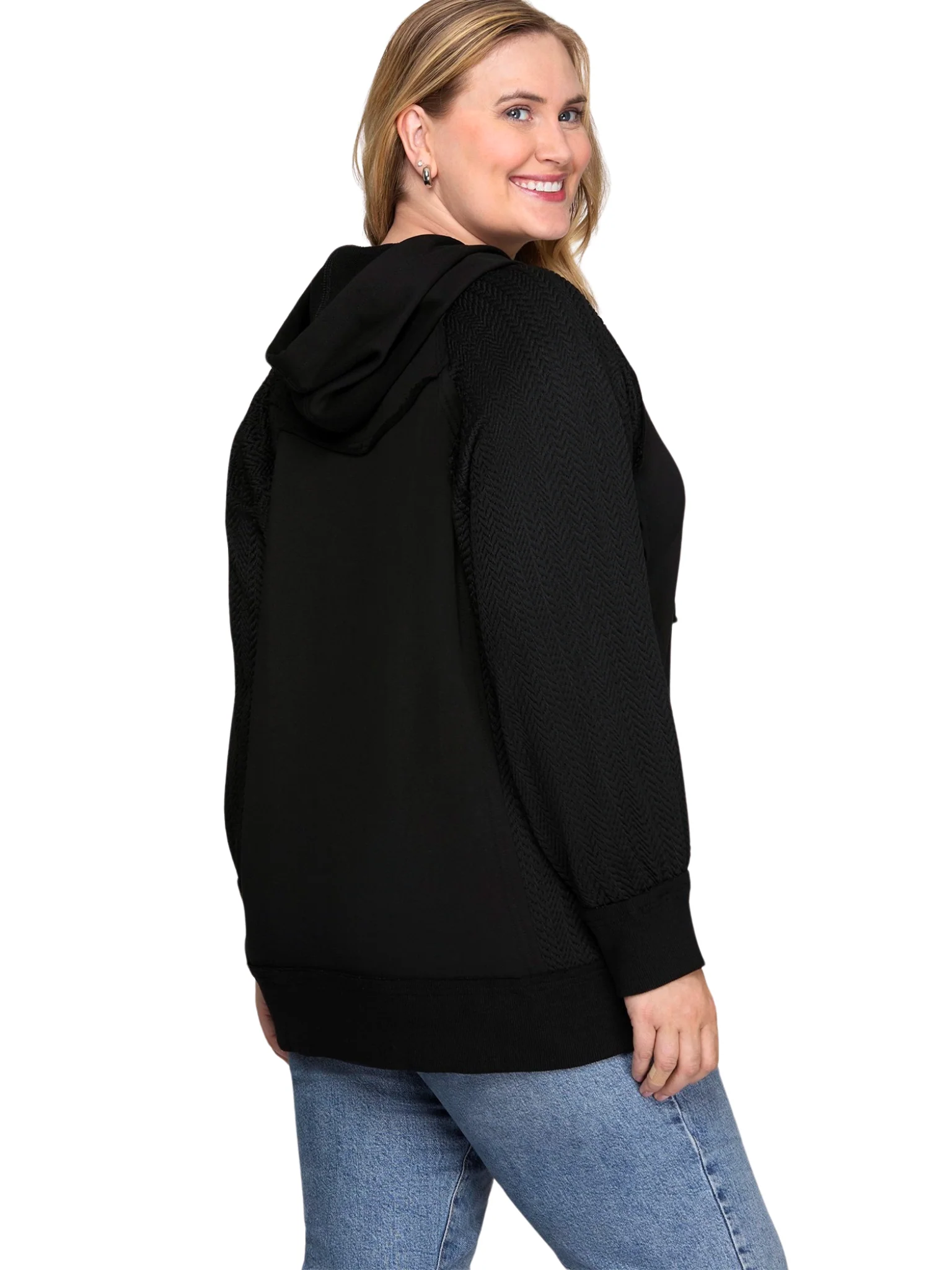 Curvy Zip & Go Contrast Hoodie - Image 2
